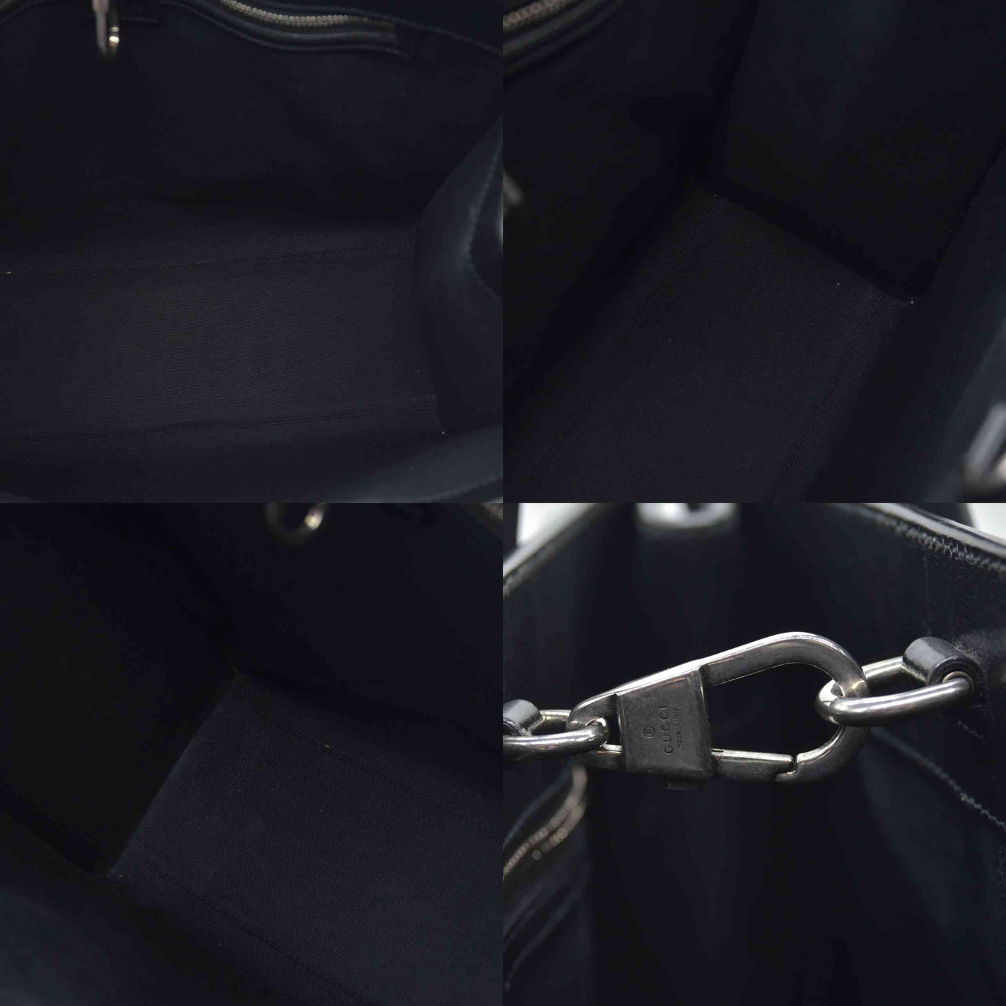 $2150 GUCCI GG Supreme Monogram Textured Dollar Calfskin Medium Retro Interlocking G Tote Bag in Black