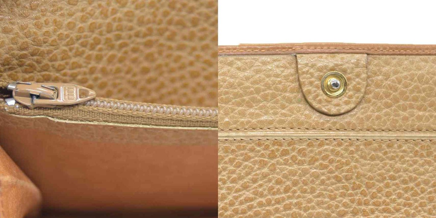 CELINE Macadam Leather Long Bifold Wallet Beige