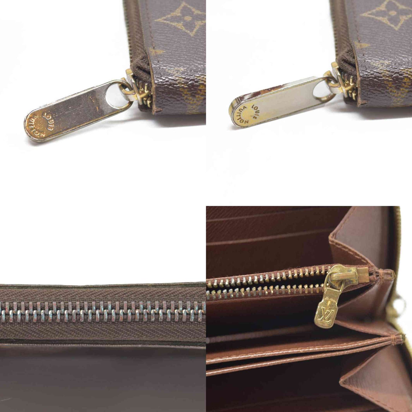 $915 Louis Vuitton Monogram Zippy Zip Around Long Wallet Purse Brown SP0028