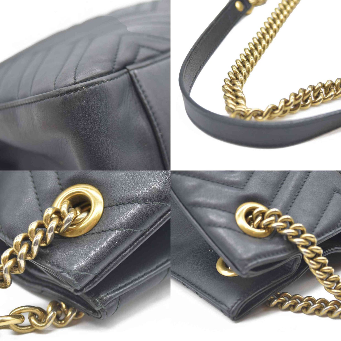 $2980 Gucci Calfskin Matelasse Medium GG Marmont Shoulder Tote Bag Black