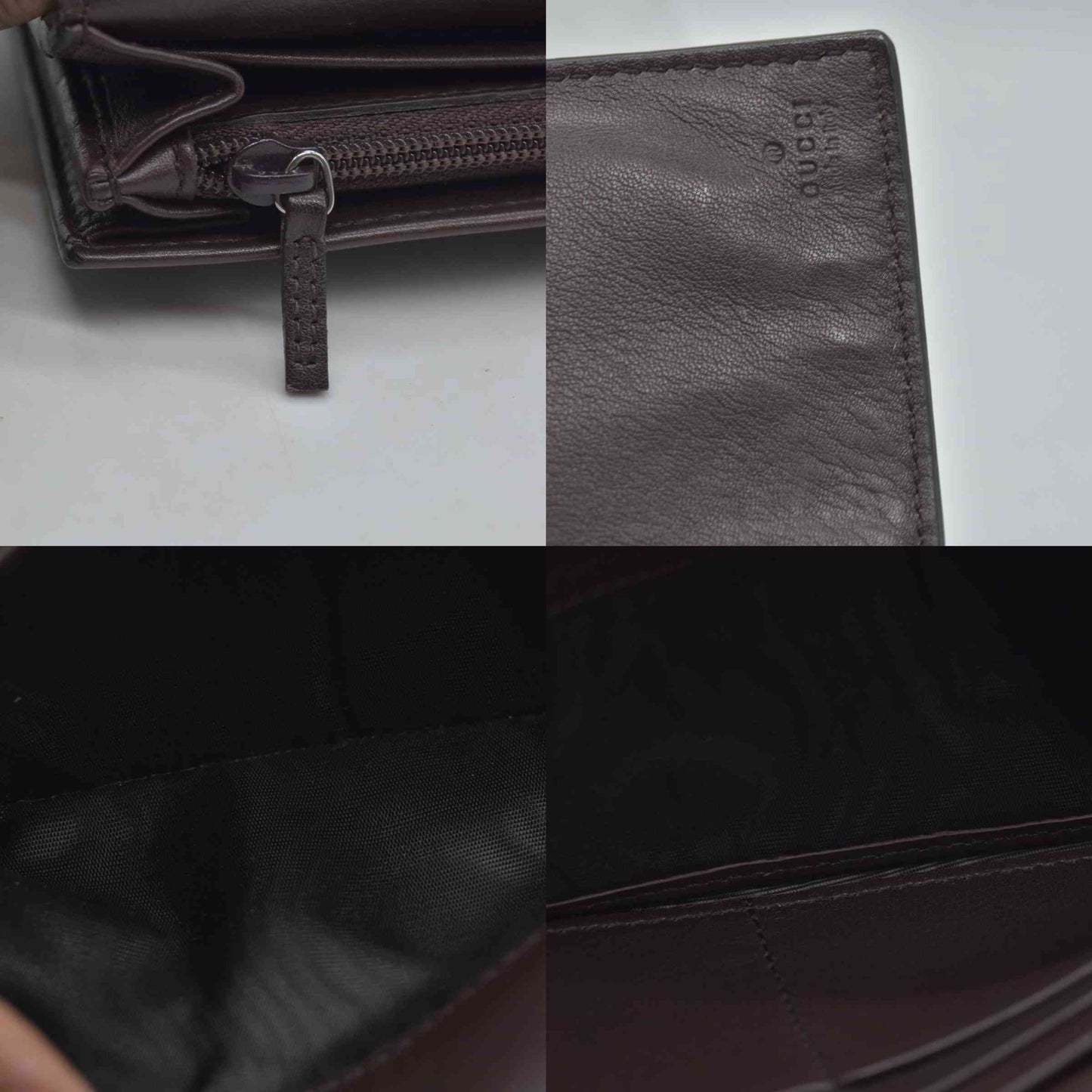 $790 Gucci Guccissima Continental Wallet Dark Brown CONSIGNMENT