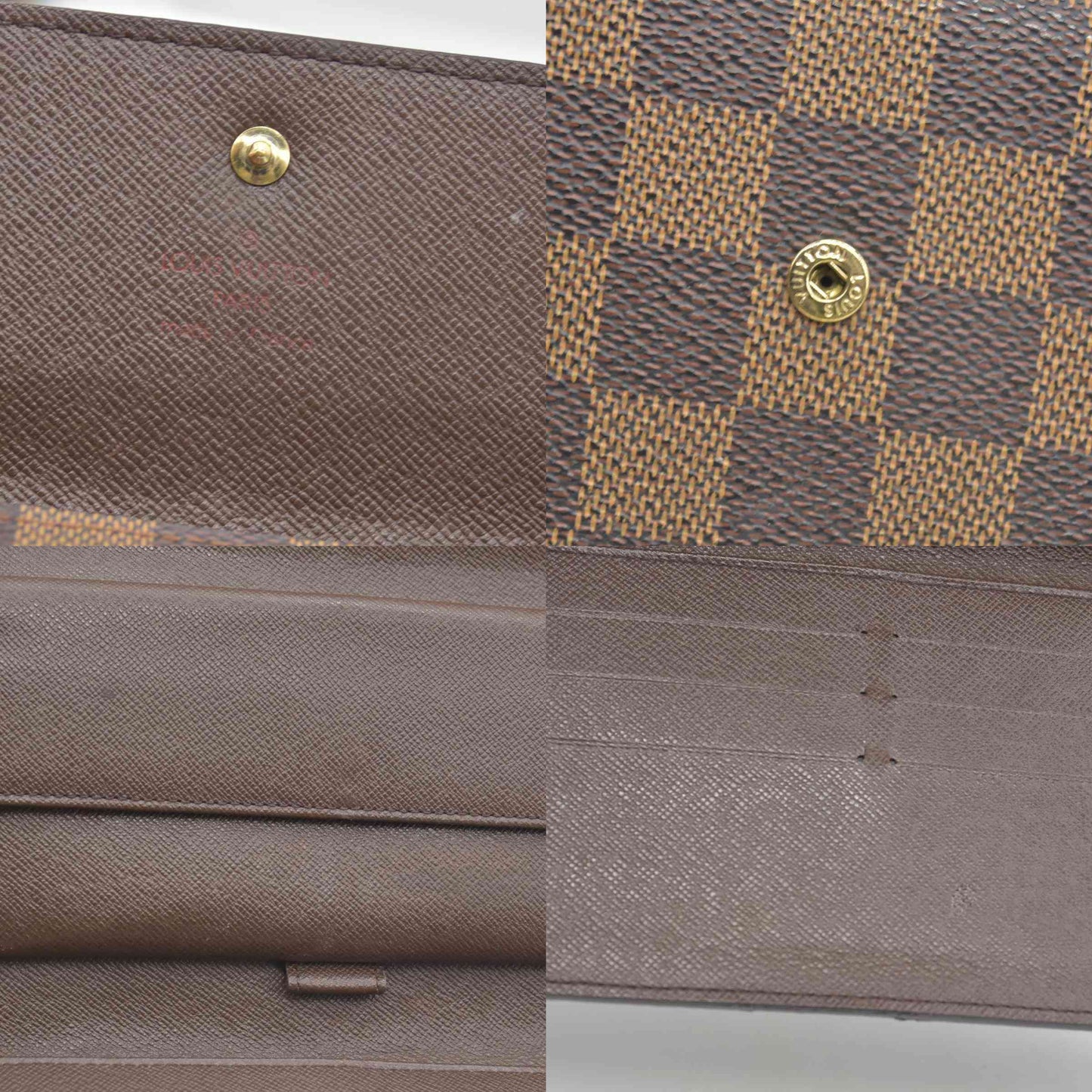 $775 2003 Louis Vuitton Damier Ebene Sarah Wallet CONSIGNMENT TH0063