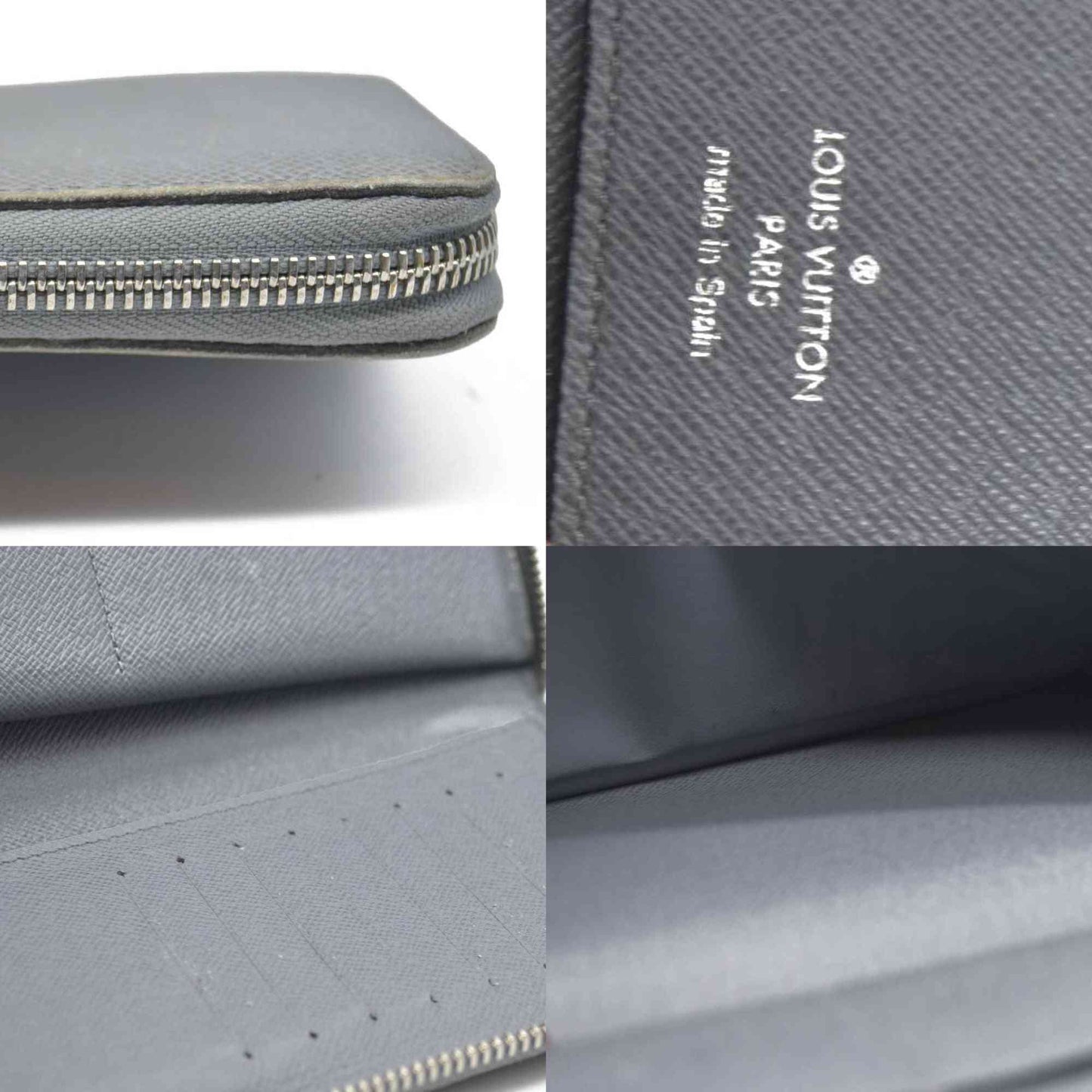 AUCTION $985 Louis Vuitton  Taiga Zippy Organizer Wallet Glacier