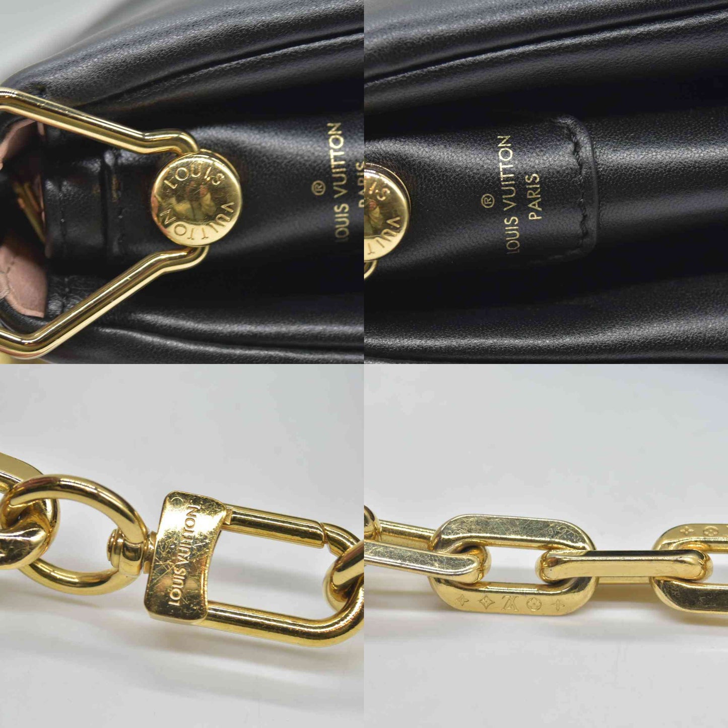 $4950 Louis Vuitton Lambskin Embossed Monogram Coussin PM Black