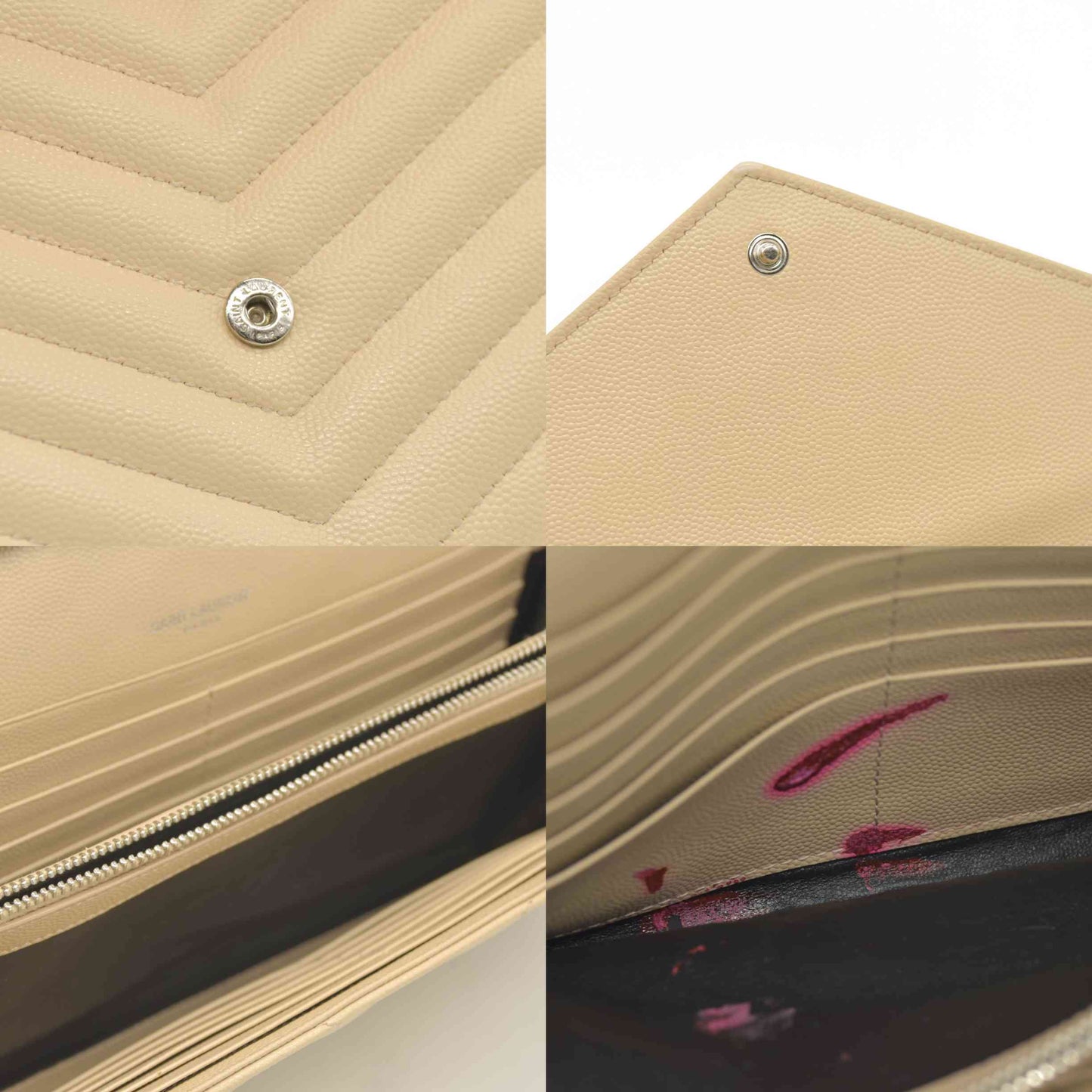 $1690 Saint Laurent Chevron Envelope Medium Crossbody Beige