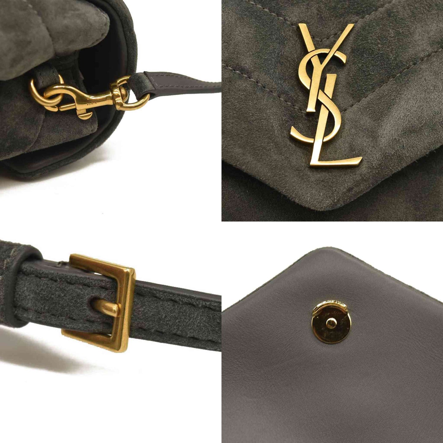 Saint Laurent  Suede Toy Loulou Shoulder Bag Storm