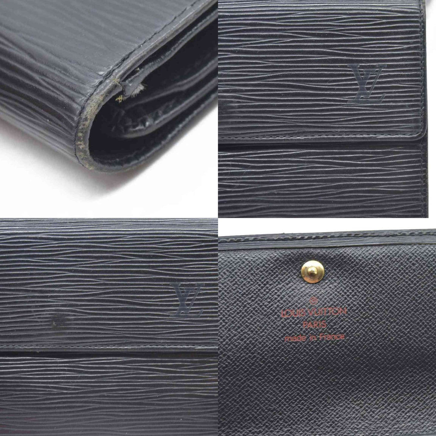 Louis Vuitton Epi Leather Etui Papier Porte Tresor Wallet Black SP0045