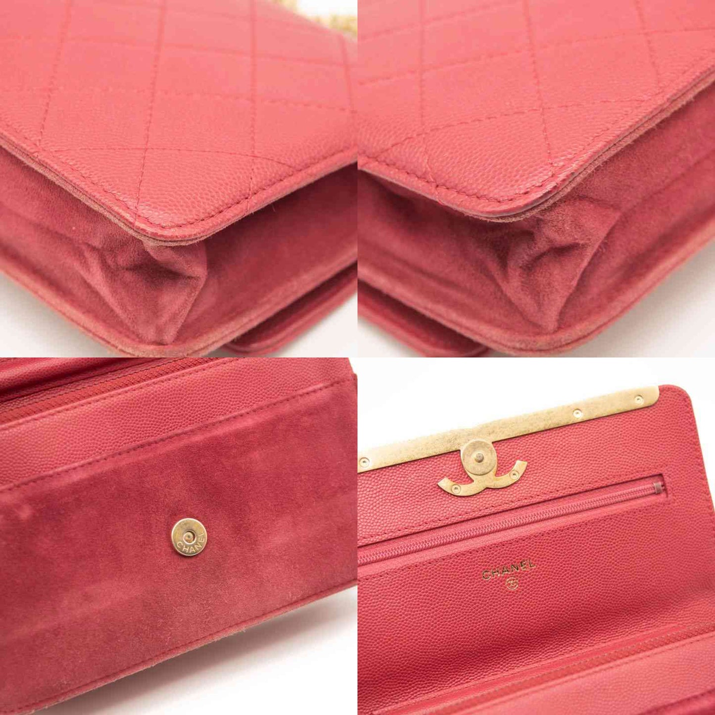 Chanel Grained Calfskin Stitched Small WOC CC Flap Bag Pink