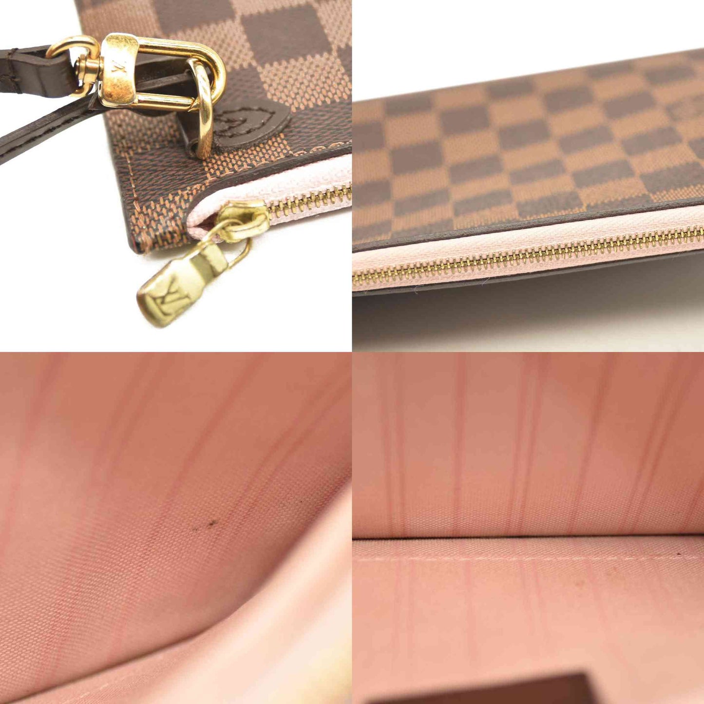 2018 LOUIS VUITTON  Damier Ebene Neverfull MM GM Pochette Rose Ballerine  SD2198