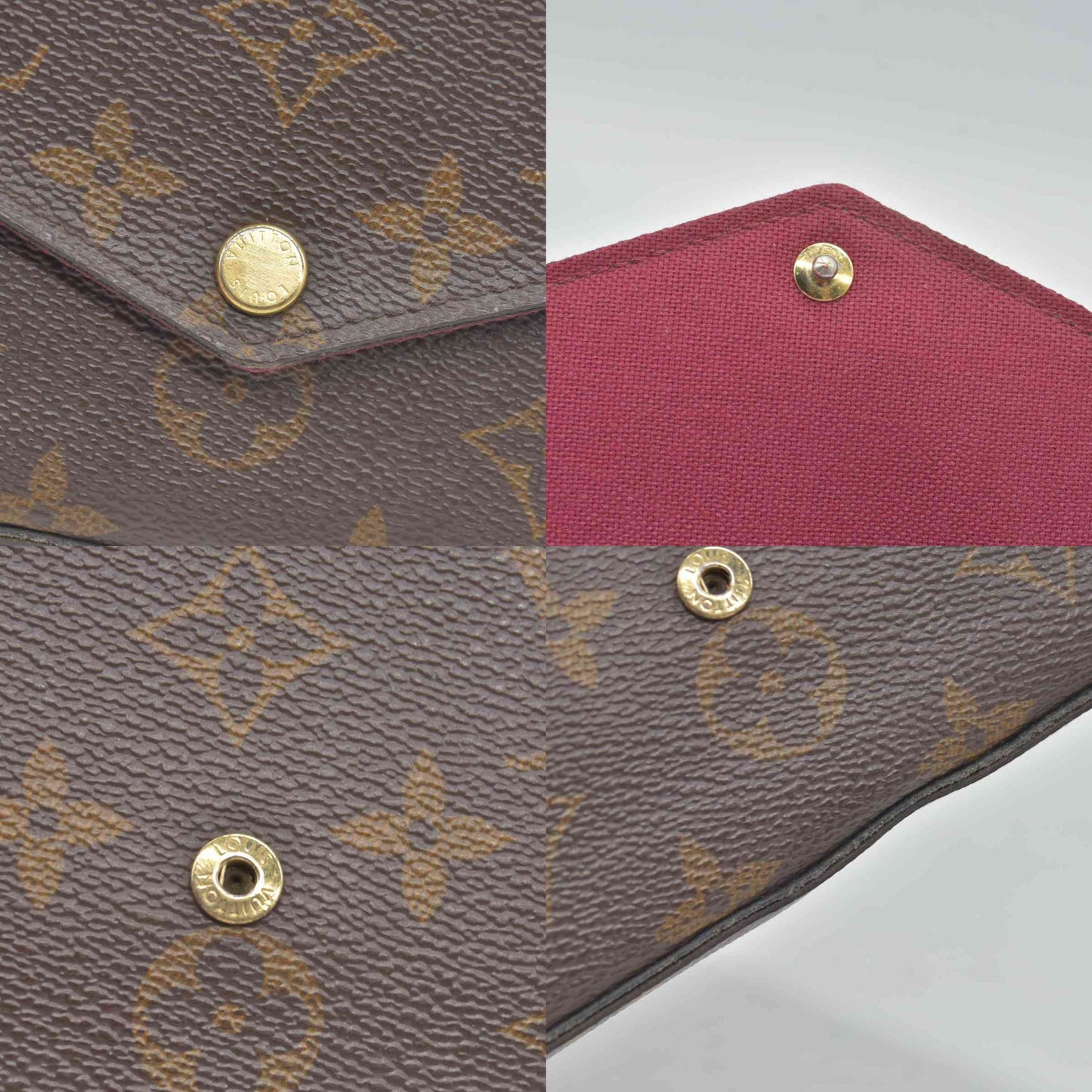 $1580 Louis Vuitton Monogram Pochette Felicie Chain Wallet Fuchsia