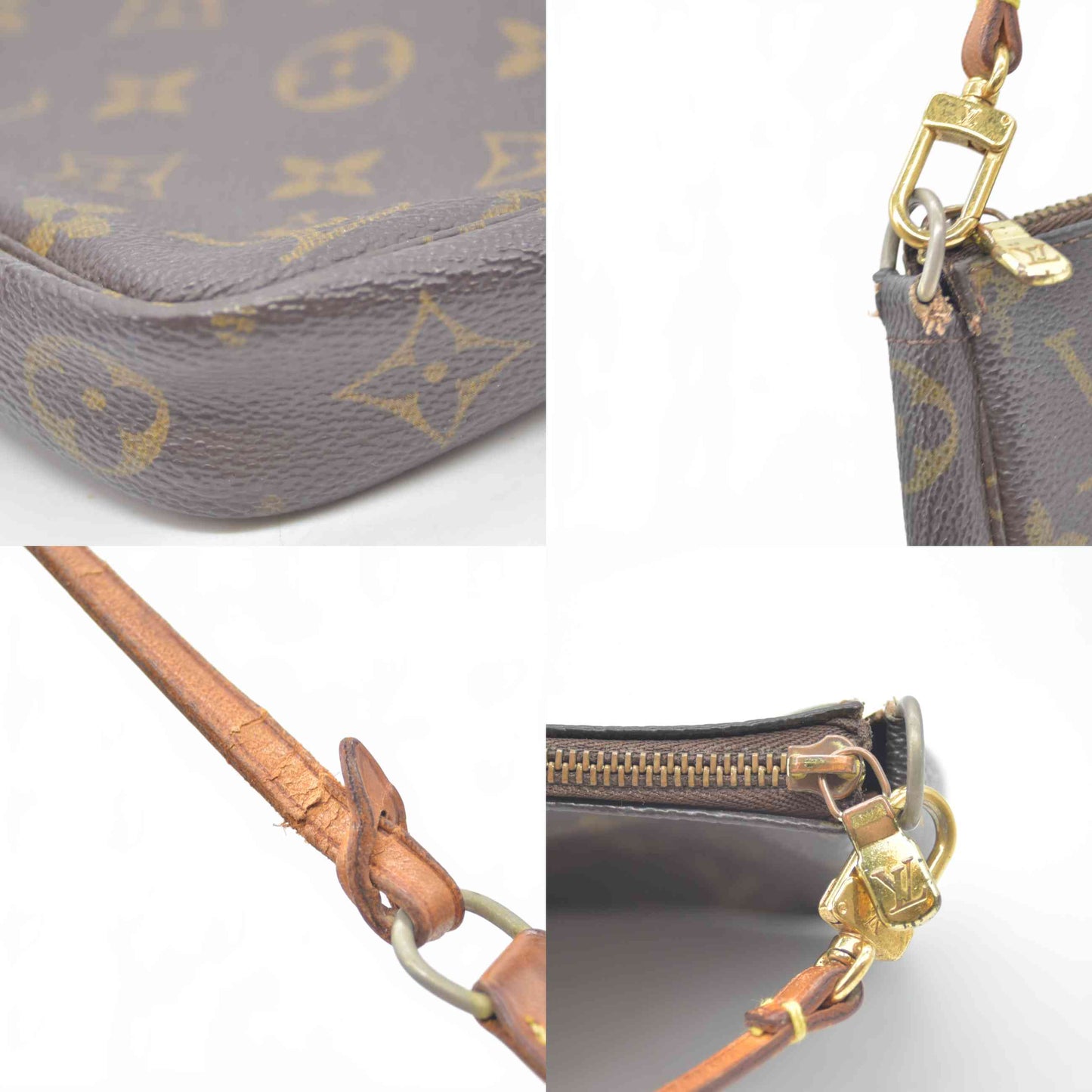 $1290 2000 Louis Vuitton LV Pochette Accessories Brown Monogram AR0080