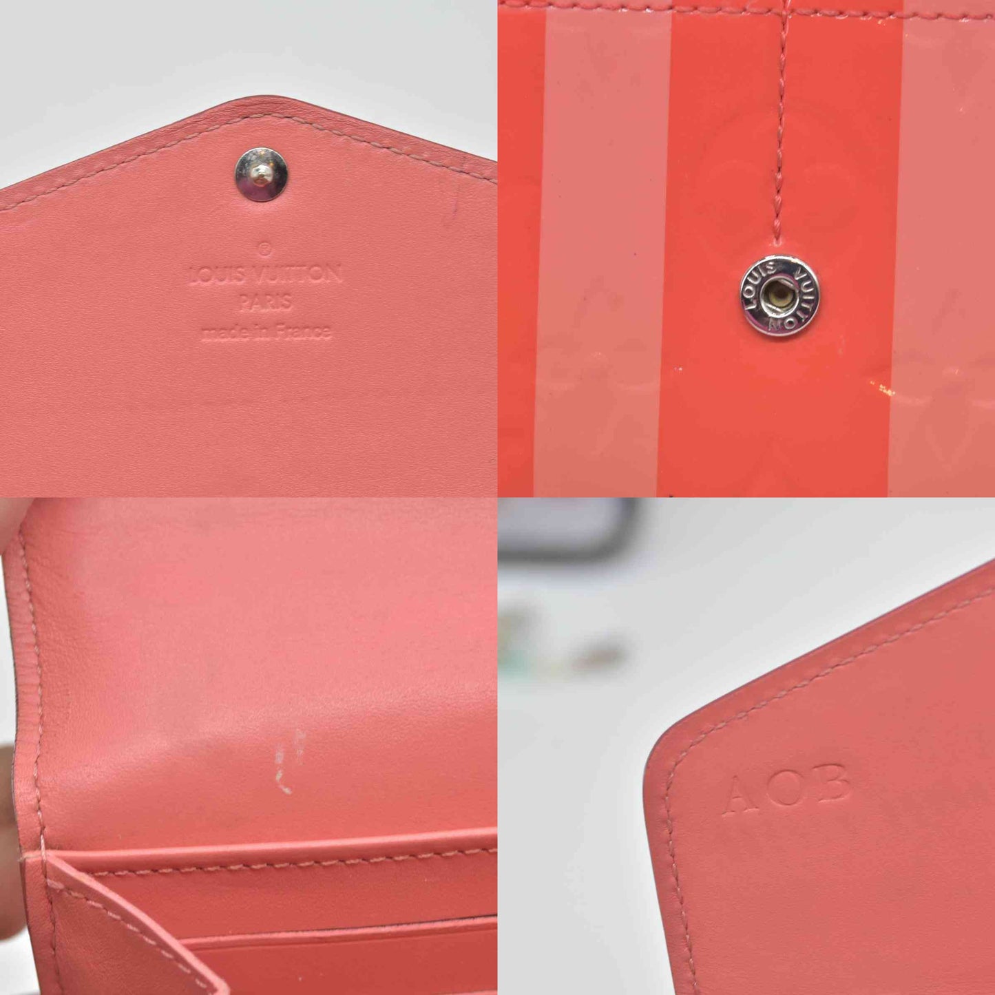$880 Louis Vuitton LOUIS VUITTON Sarah Bi-fold Long Wallet Leather Vernis Pink Poppy Petal