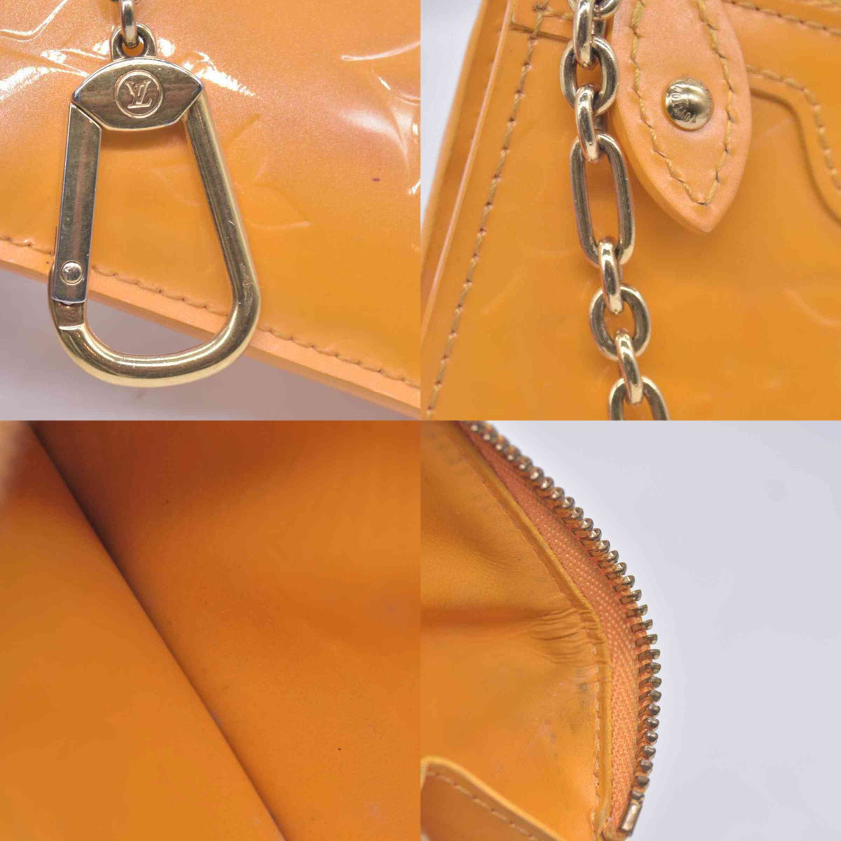 $550 2012 LOUIS VUITTON Monogram Vernis Key Pouch Jaune Passion CA1102 CONSIGNMENT 10021176