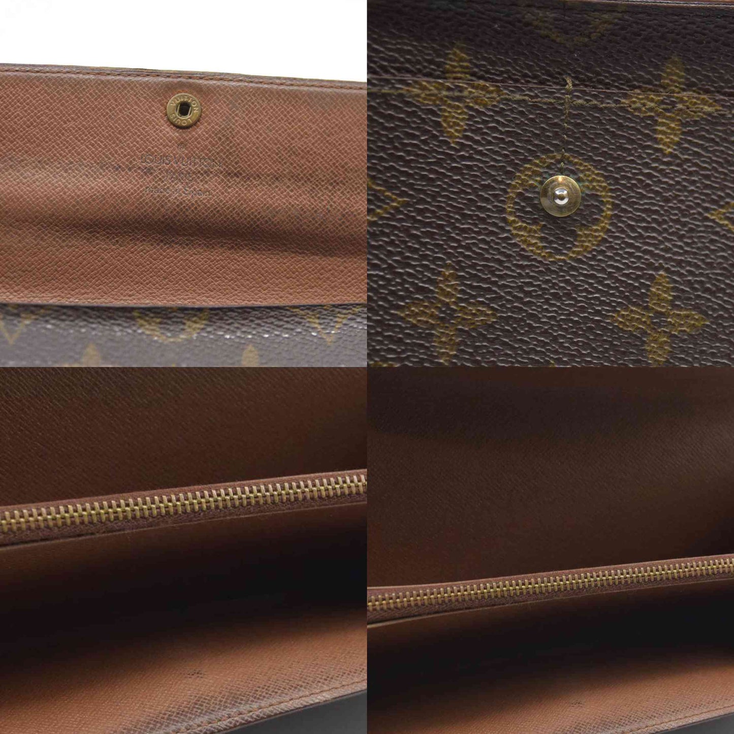 AUCTION $720 Louis Vuitton Monogram Portefeiulle Sarah Long Bifold Wallet Brown CA0934