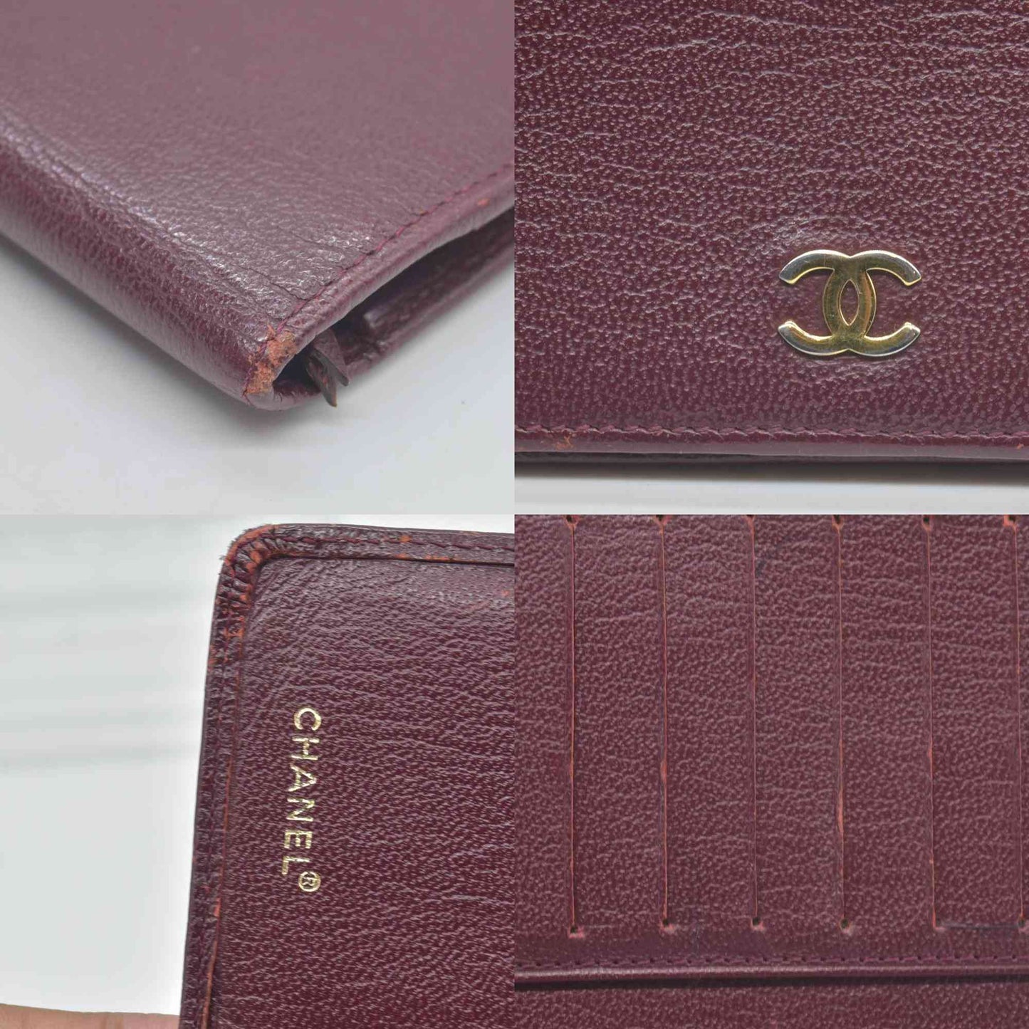 $925 Chanel  Interlocking CC Logo Wallet Burgundy CONSIGNMENT