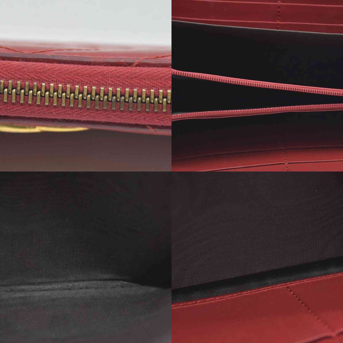 $830 Gucci Calfskin Matelasse GG Marmont Zip Around Wallet Hibiscus Red CONSIGNMENT