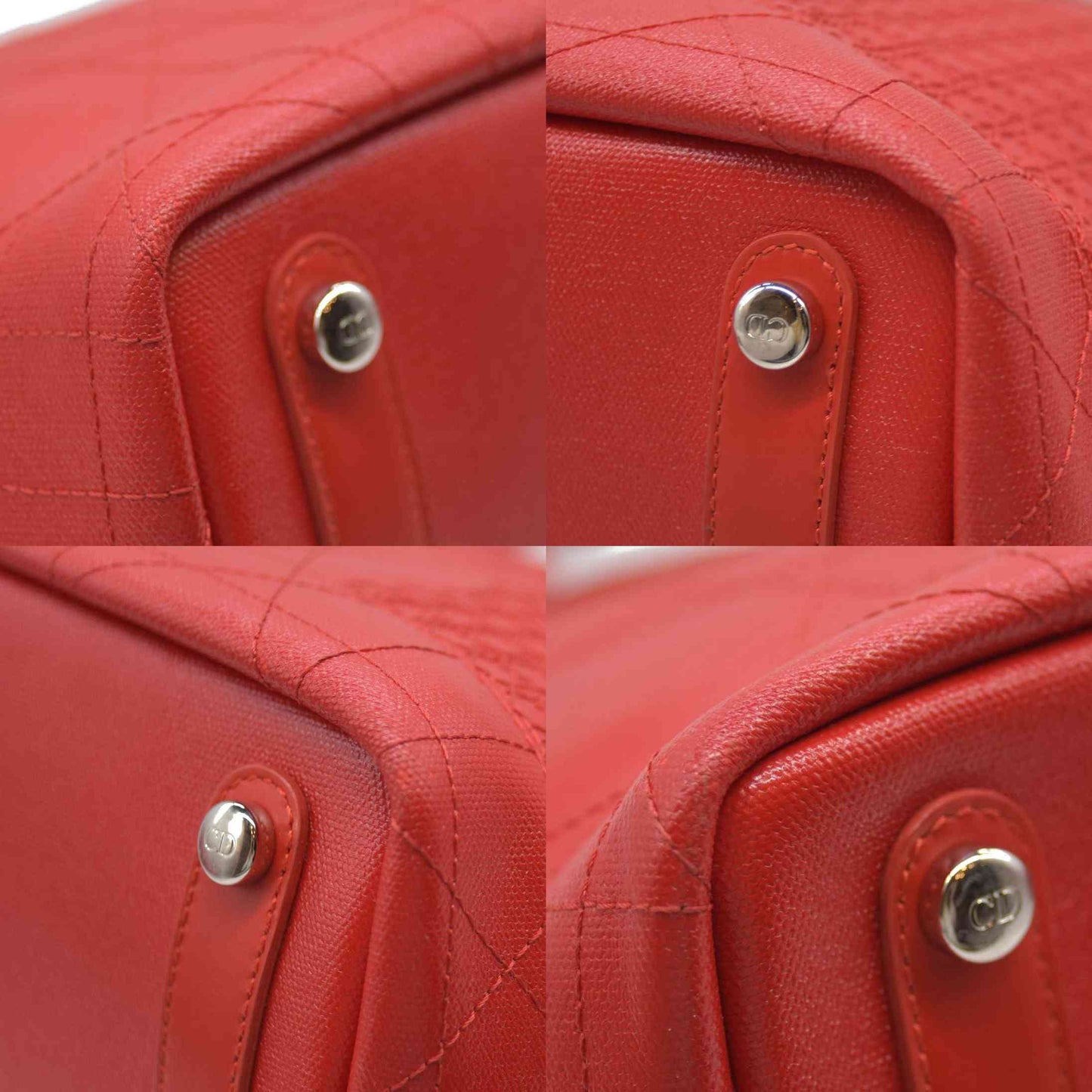 AUCTION $3400 Christian Dior  Coated Canvas Cannage Panarea Shopping Tote Red