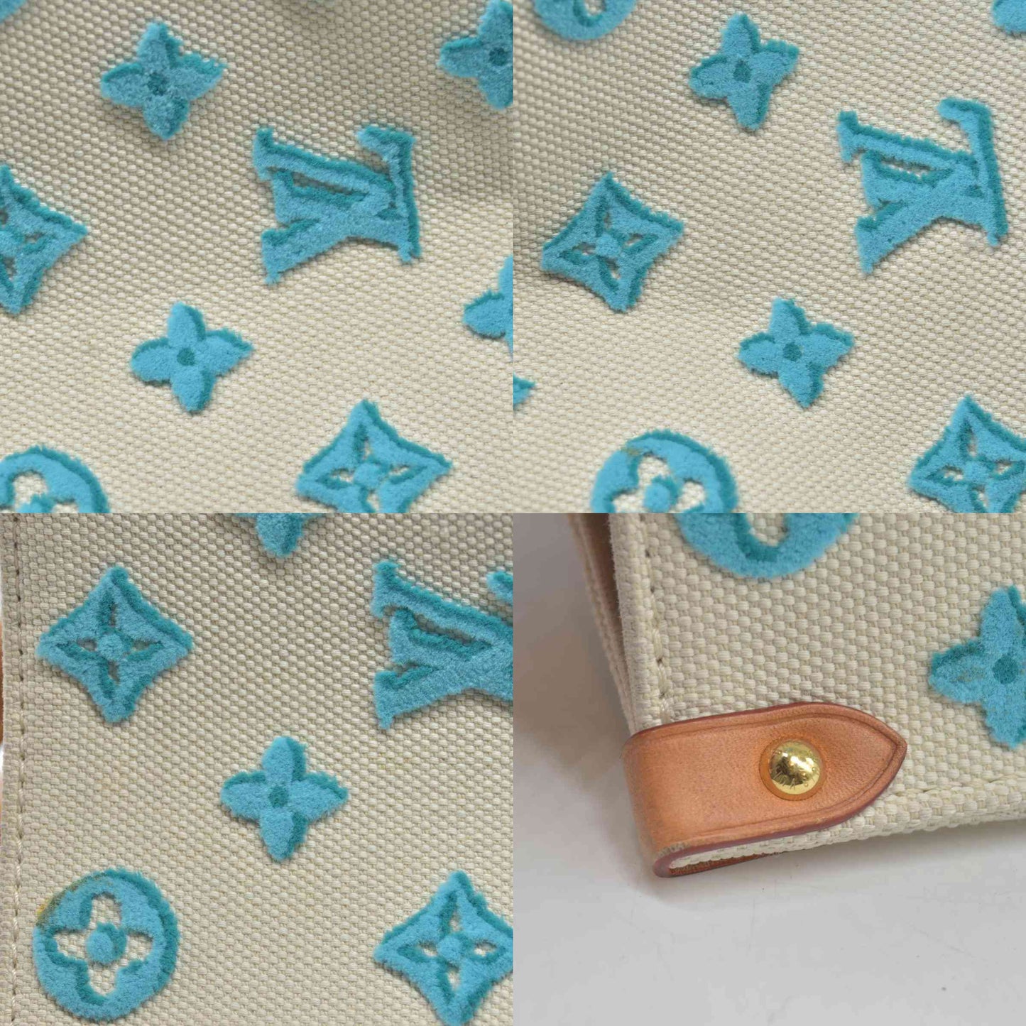 $3650 Louis Vuitton On The Go Miami GM Tote Light Beige Multi Jacquard Monogram Gold Hardware