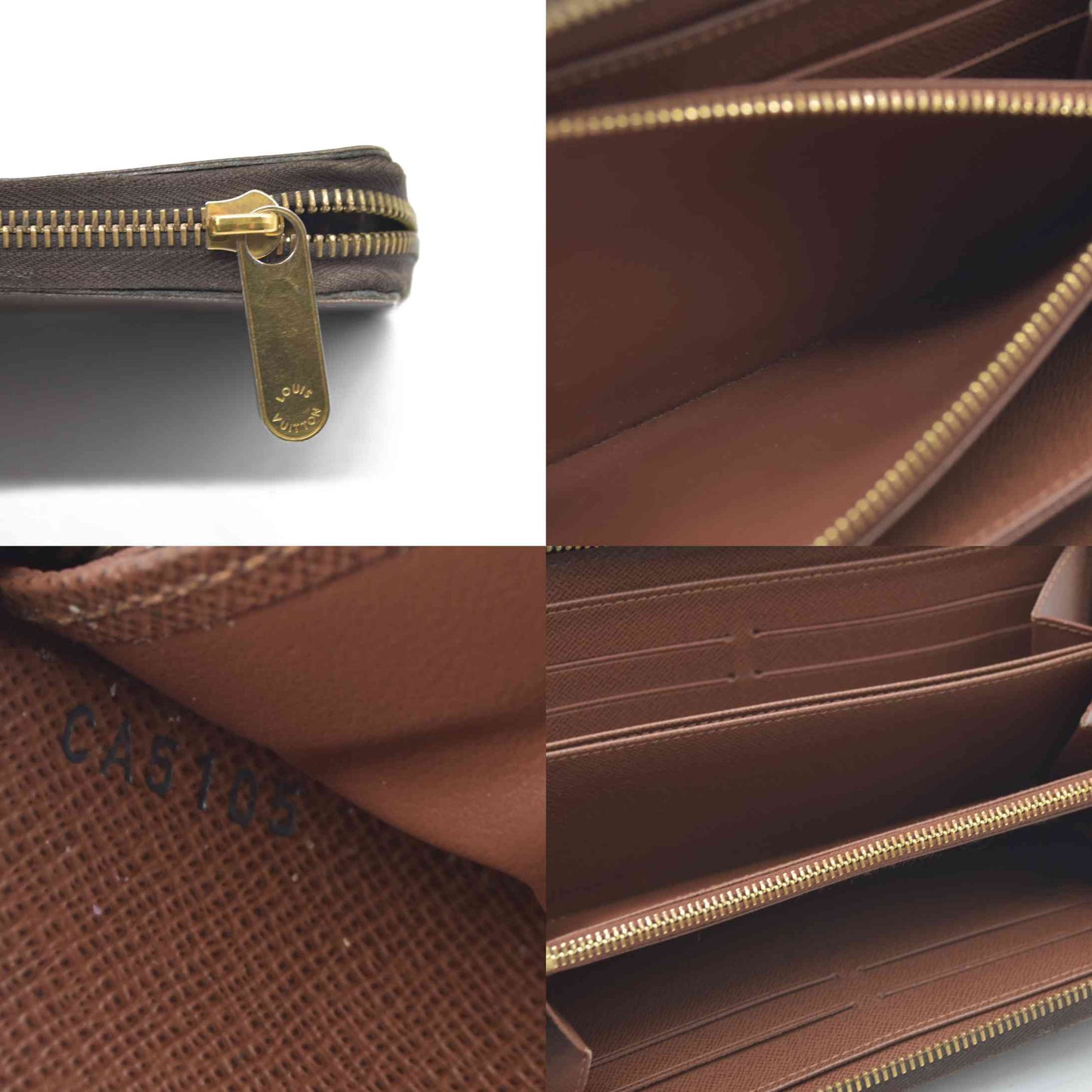 $915 2015 Louis Vuitton Monogram Zippy Zip Around Long Wallet Purse Brown CA5105
