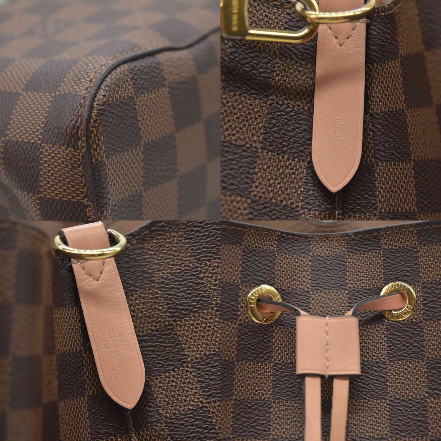 AUCTION $2300 Louis Vuitton  Damier Ebene Neonoe MM Venus Pink