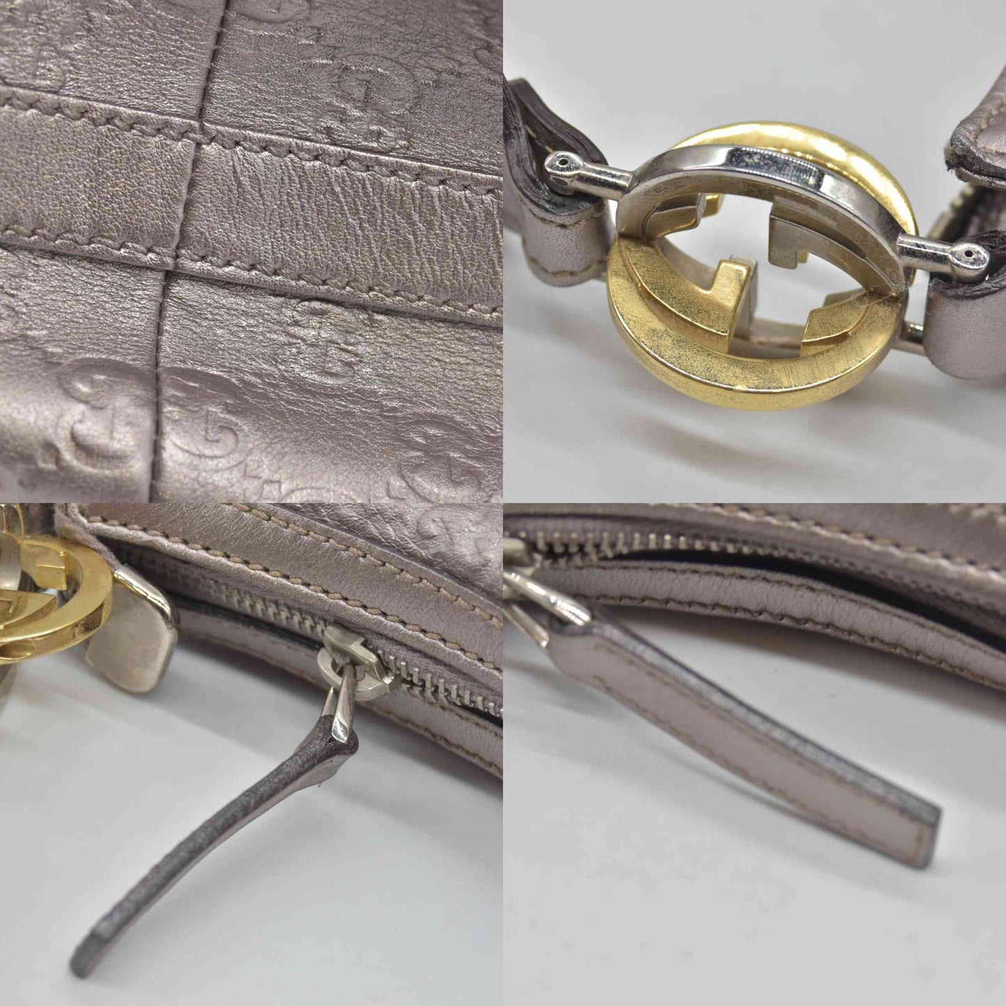 Gucci Metallic Guccissima Medium GG Twins Hobo Mauve