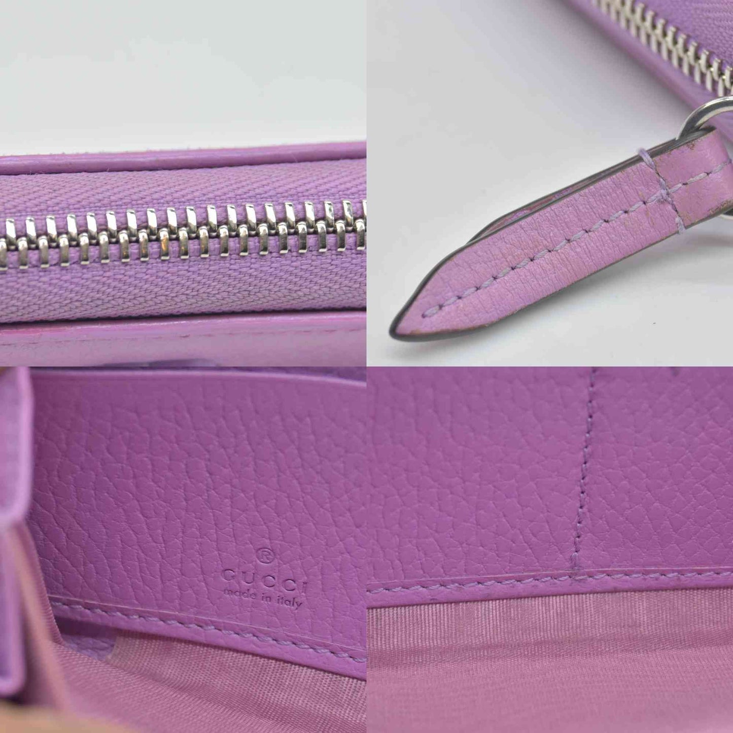 $660 Gucci Marmont Double G Marmont Zip Around Wallet Purple CONSIGNMENT