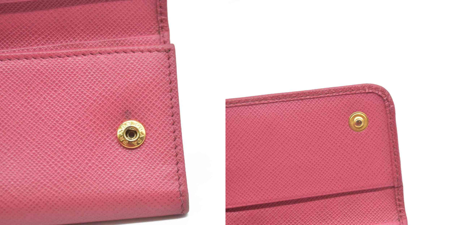 Prada Saffiano Metal Leather Wallet Pink