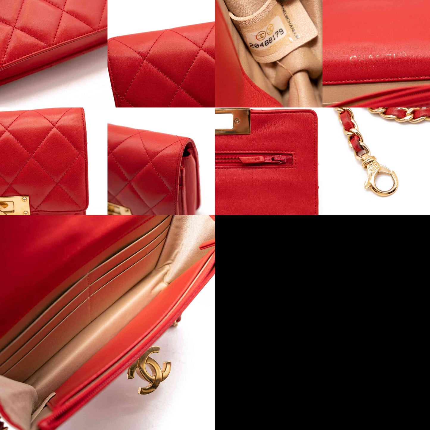 Chanel Lambskin Quilted Golden Class Wallet on Chain woc Red