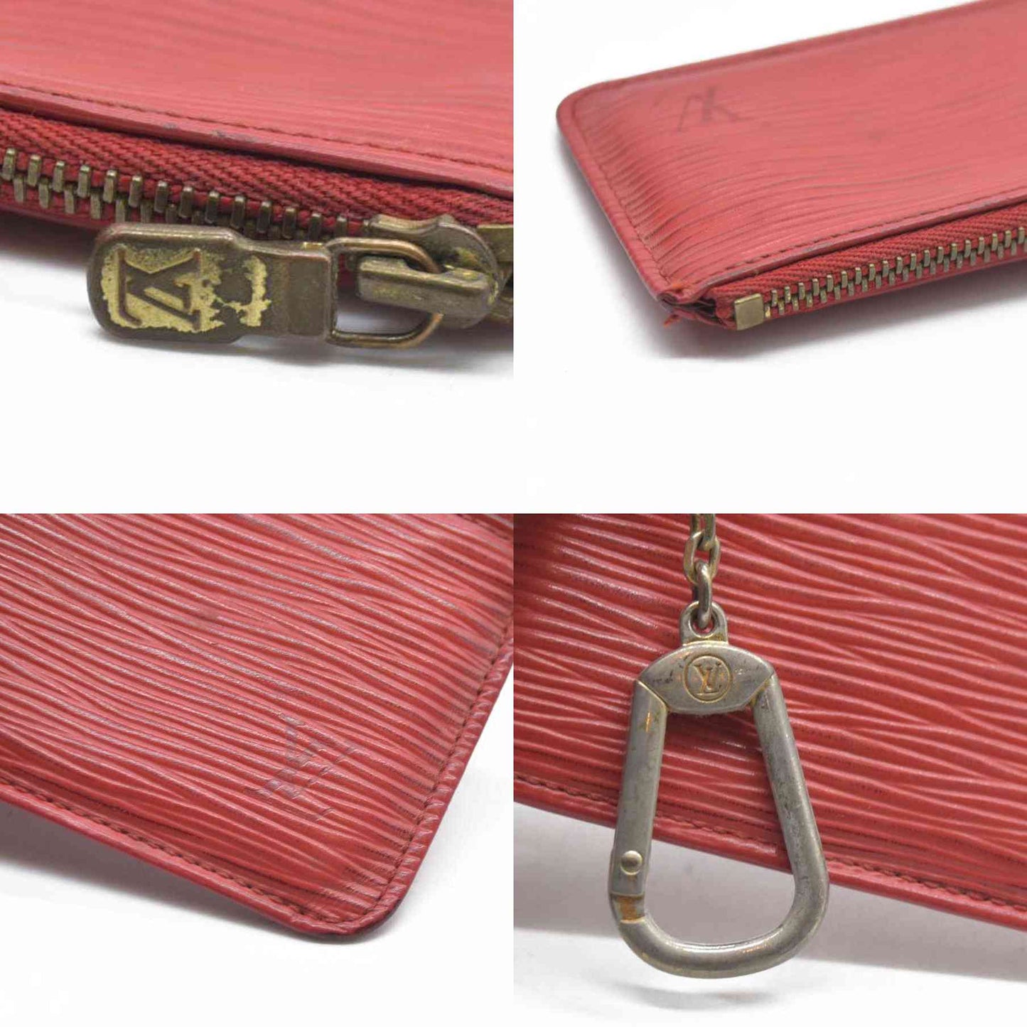 AUCTION $445 Louis Vuitton  Epi Key Pouch Castillan Red