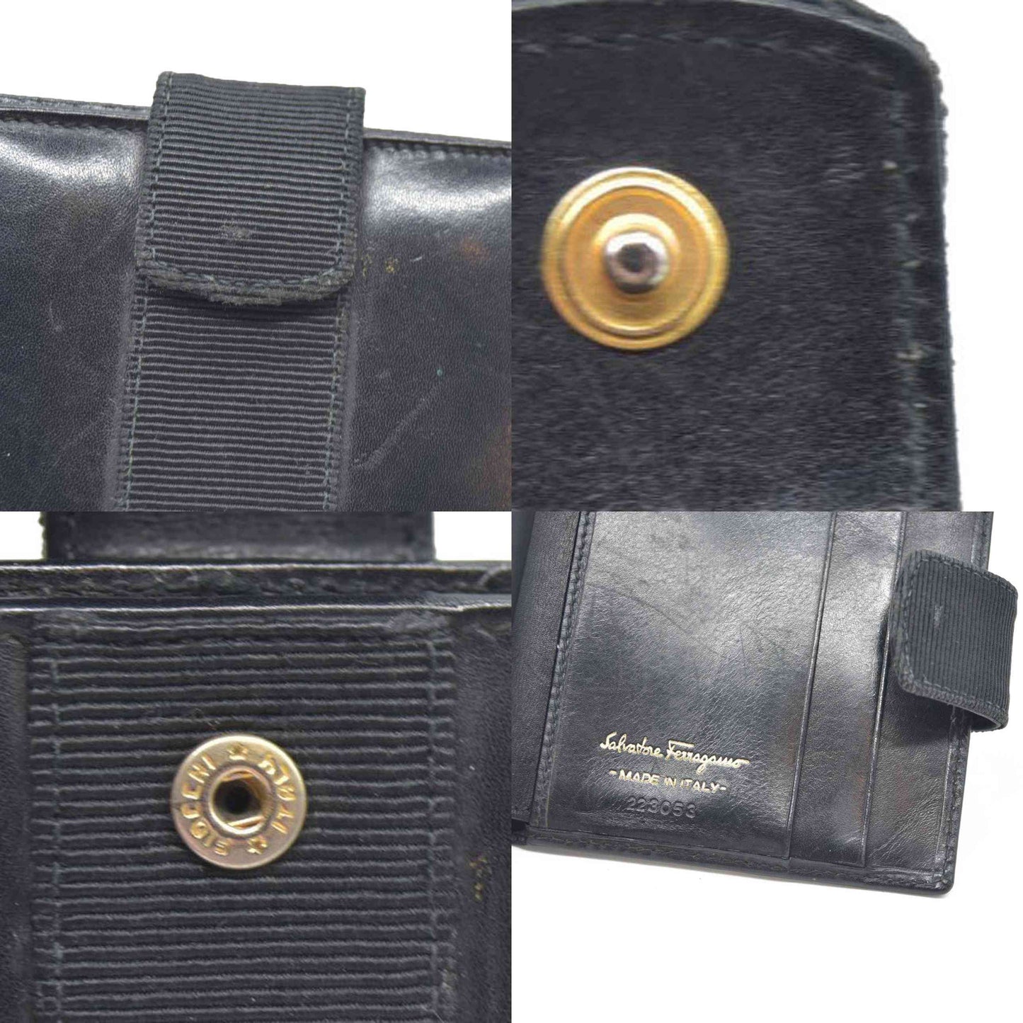 $450 Salvatore Ferragamo Vara Leather Bifold Wallet Black
