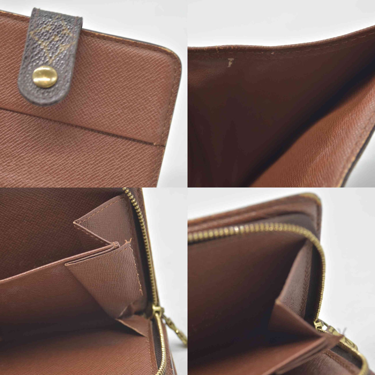 $590 2003 Louis Vuitton Monogram Compact Zip Bifold Wallet Brown CA0063
