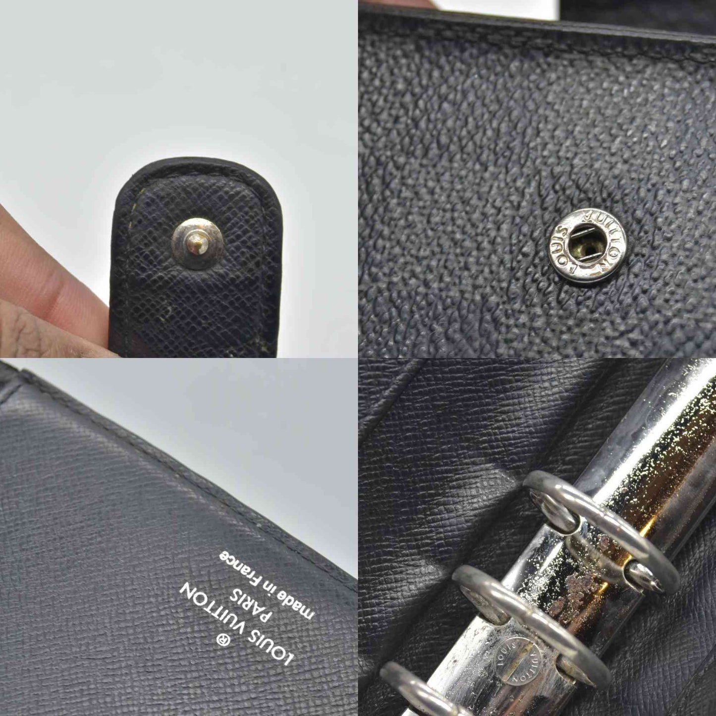 $755 2010 Louis Vuitton Damier Graphite Medium Ring Agenda Cover SP5100 CONSIGNMENT