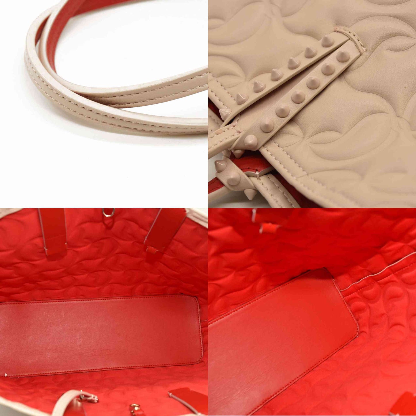 CHRISTIAN LOUBOUTIN  Nappa Embossed East West Cabata Tote Leche