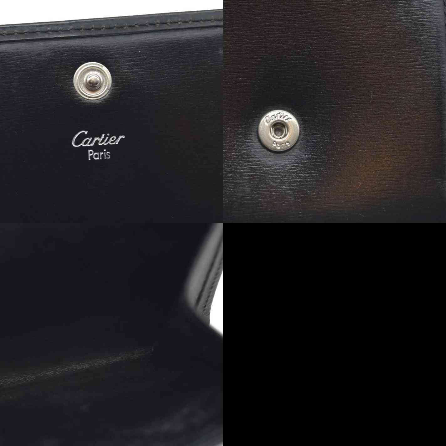 $760 Cartier Leather Compact Wallet Black CONSIGNMENT