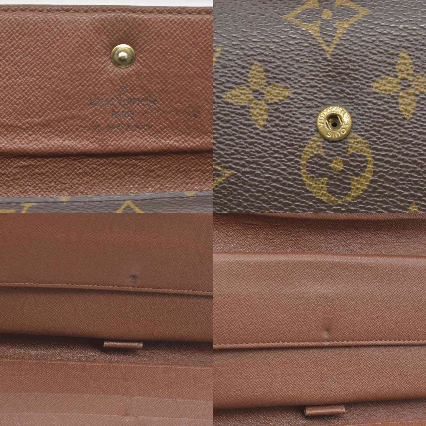 $770 2004 Louis Vuitton Monogram Porte Tresor International Trifold Long Wallet TH0014