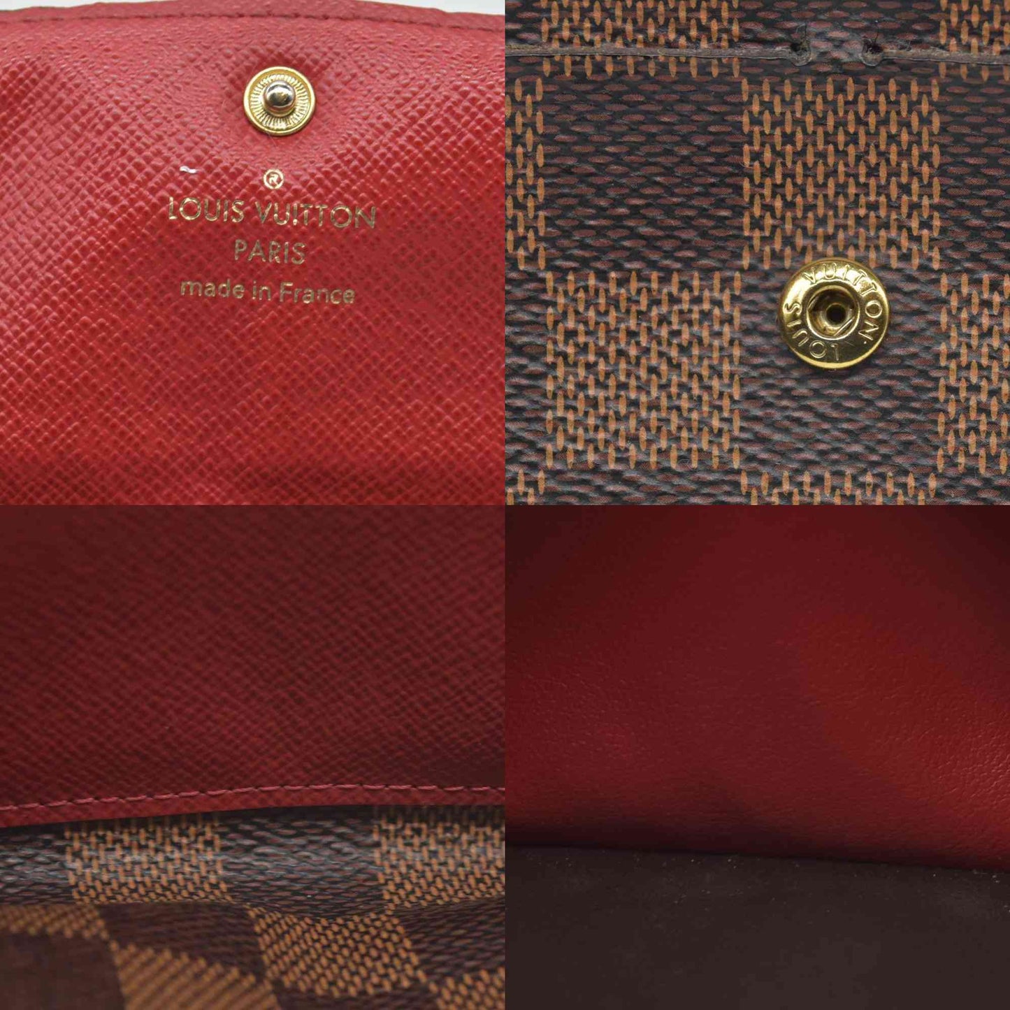 $615 2016 Louis Vuitton Damier Ebene Emilie Wallet Red CONSIGNMENT TA1196
