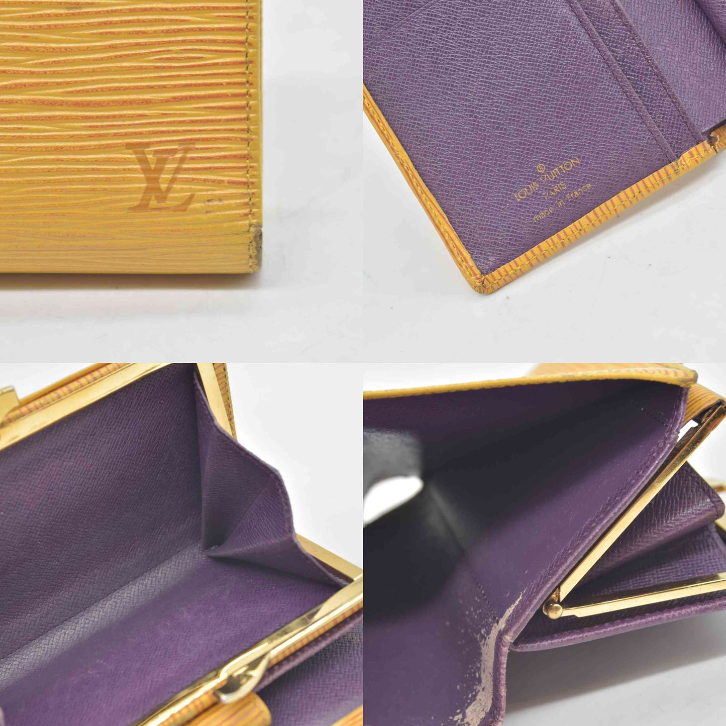 $905 1996 Louis Vuitton Tassil Yellow Epi French Purse Wallet MI1906