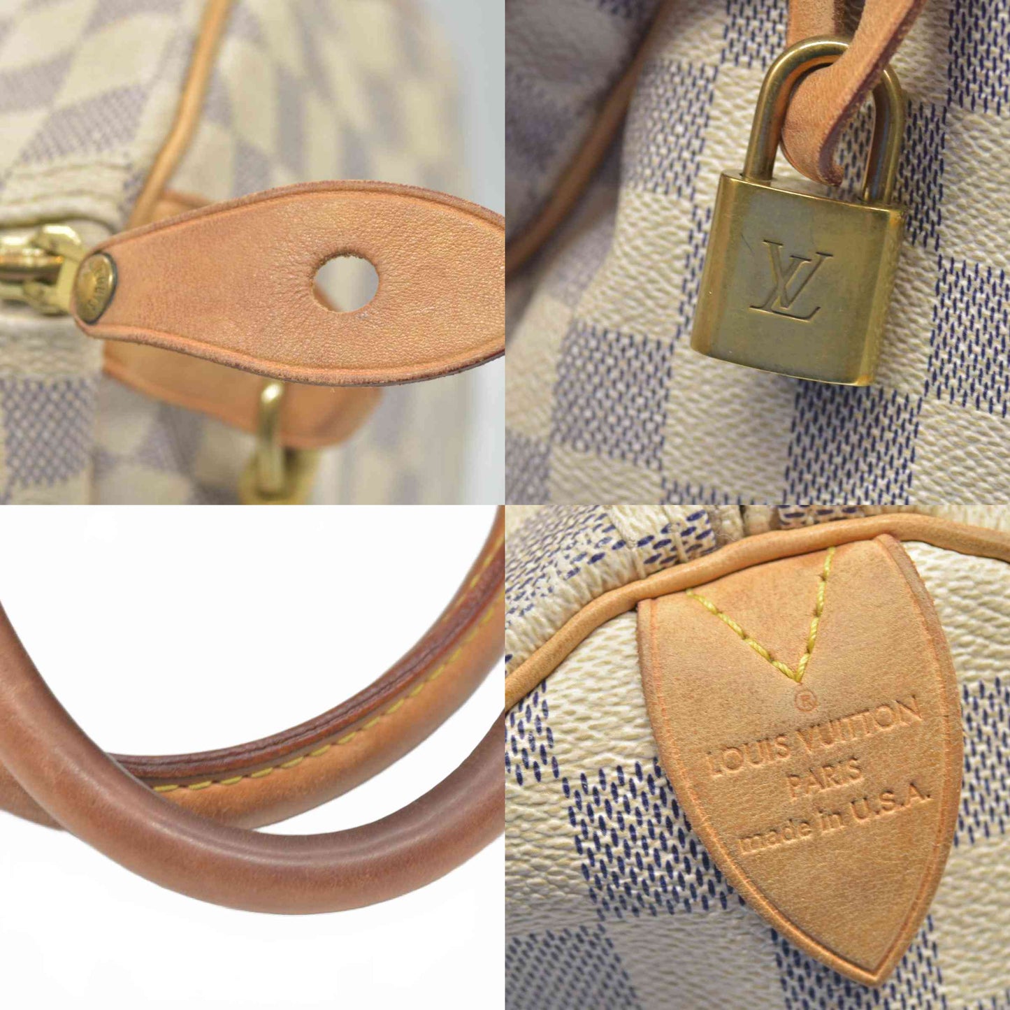 $1730 2009 Louis Vuitton Damier Azur Speedy 35 SD2059