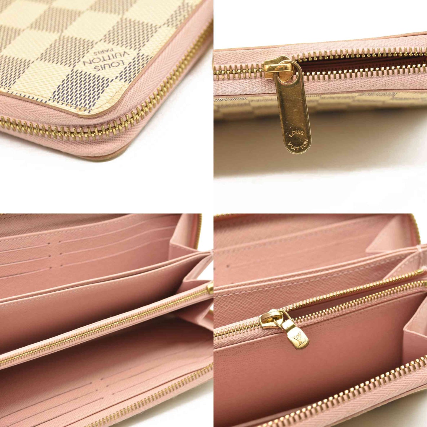 LOUIS VUITTON Damier Azur Zippy Wallet Rose Ballerine GI1108