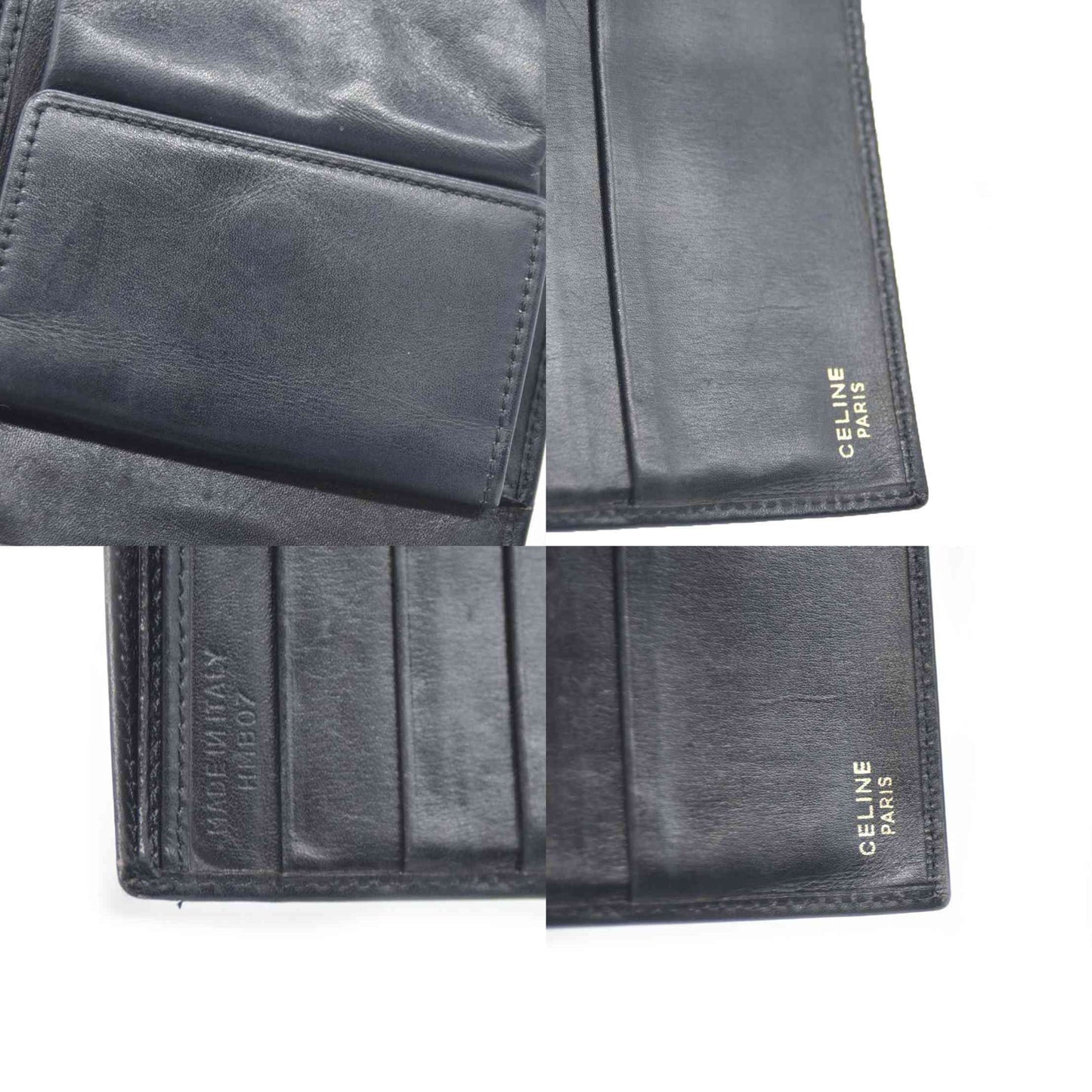 CELINE Macadam Leather Bifold Wallet Purse Black