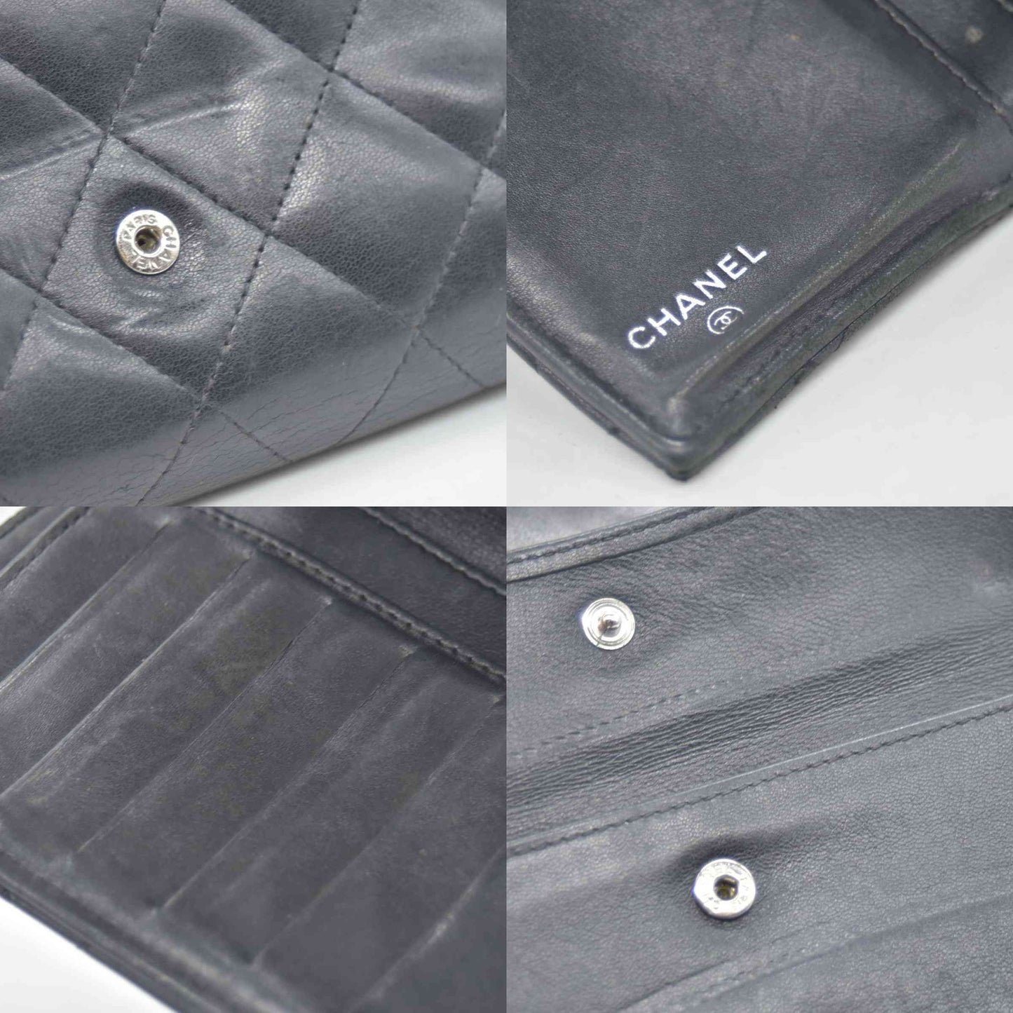 $1375 Chanel Lambskin Quilted Large Flap Wallet Black CONSIGNMENT
