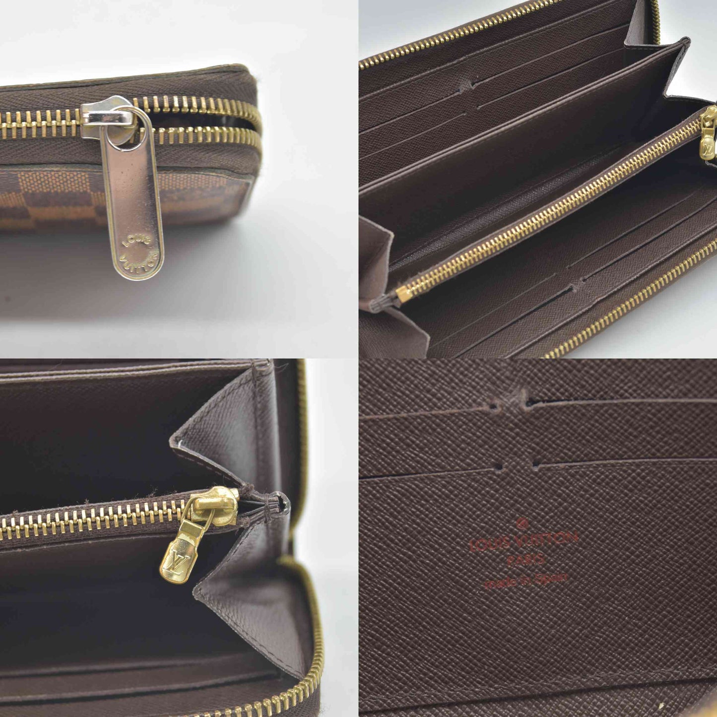 $915 2014 Louis Vuitton Damier Ebene Zippy Wallet CA3174