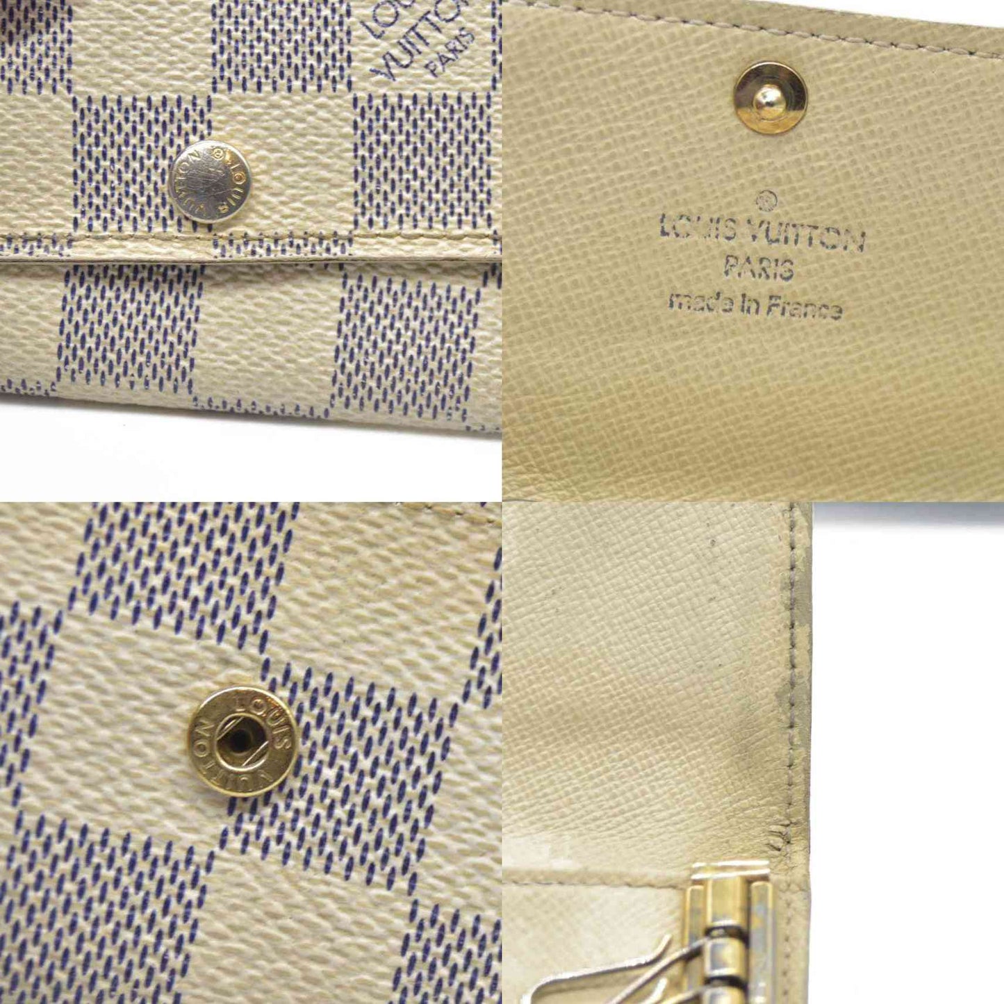 AUCTION $345 Louis Vuitton Damier Azur Multicles 6 Ring Key Case White CT3028