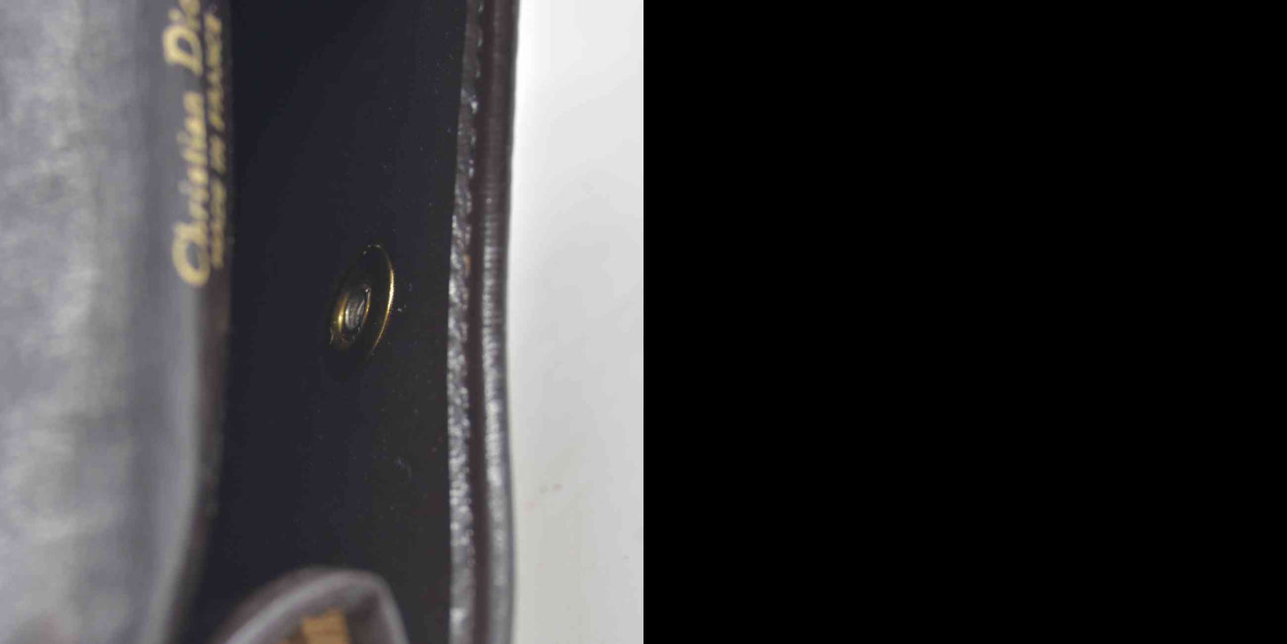 $450 CHRISTIAN DIOR Oblique Trotter Canvas Saddle Coin Purse Brown
