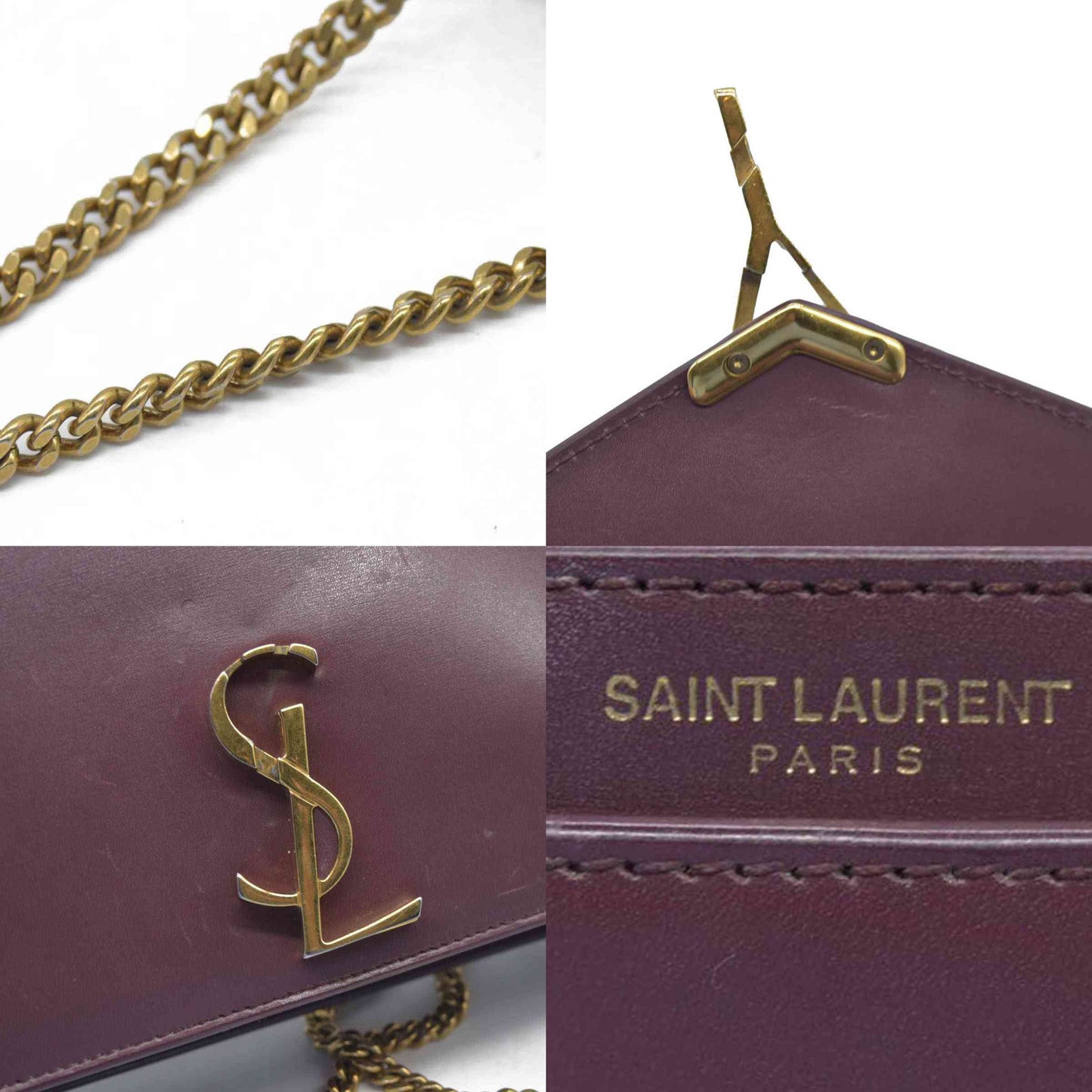$2550 Saint Laurent Smooth Calfskin Monogram Cassandra Clasp Bag Burgundy