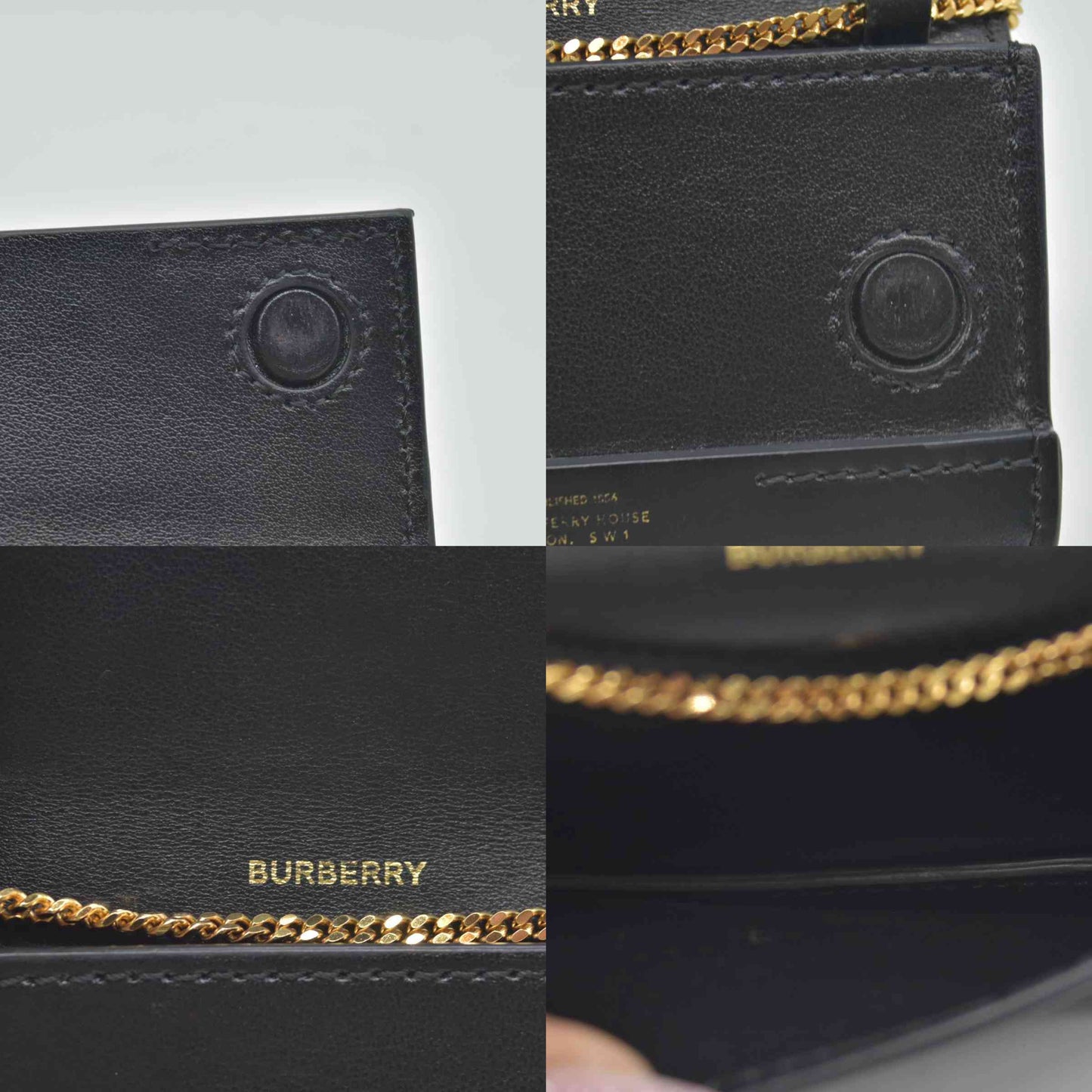 Burberry Calfskin Mini Jody Chain Card Case Black CONSIGNMENT