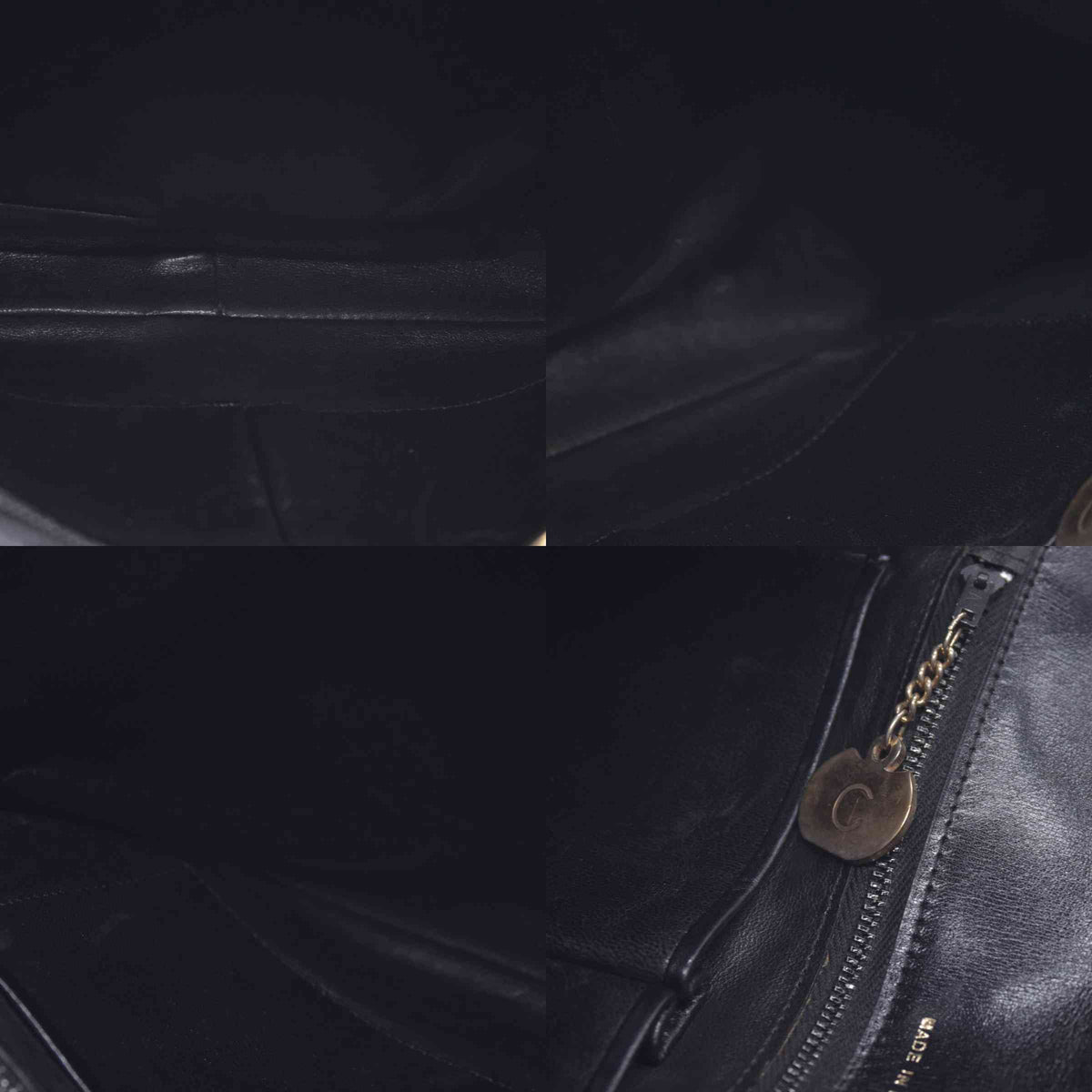 $1850 CELINE Vintage Box Calfskin Triomphe Chain Flap Shoulder Bag Black CONSIGNMENT 10021246