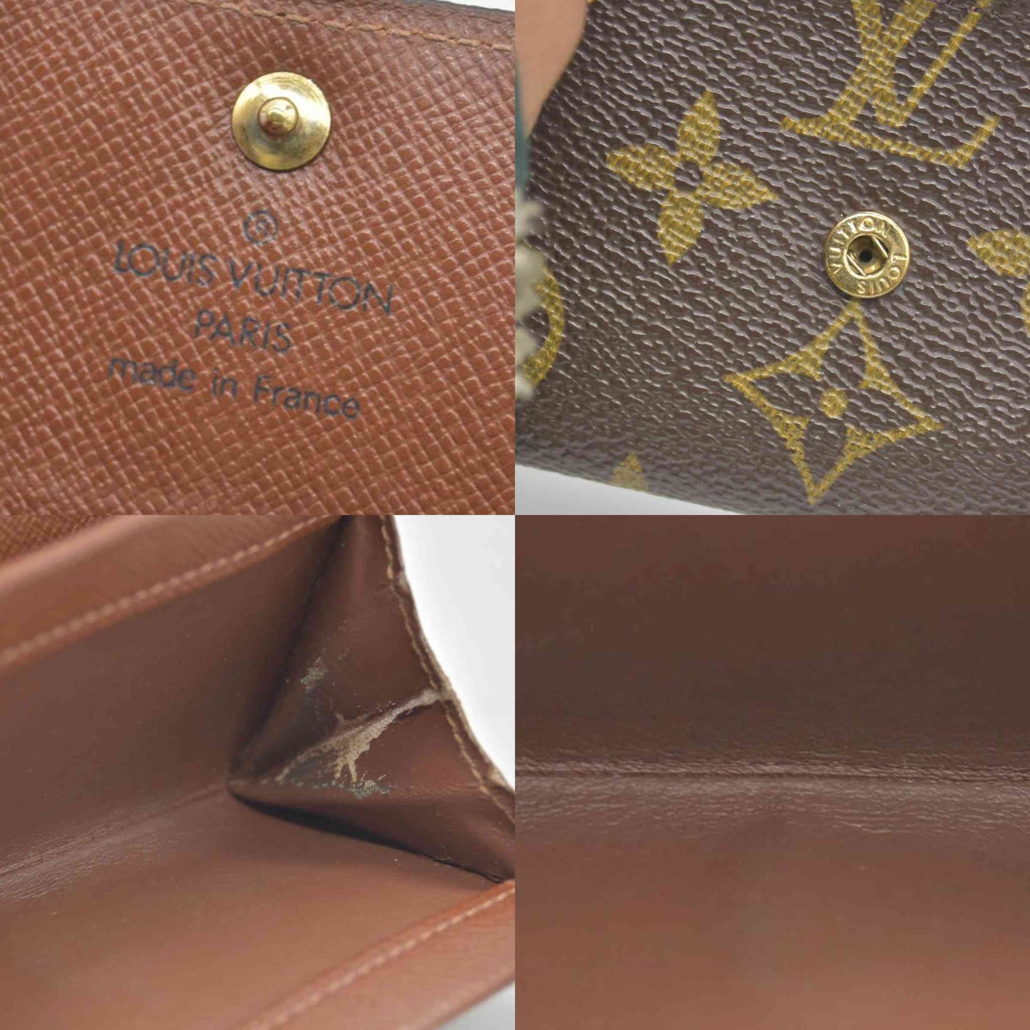 $435 Louis Vuitton Monogram Porte Monnaie Plat Coin Purse Wallet MI1002 CONSIGNMENT