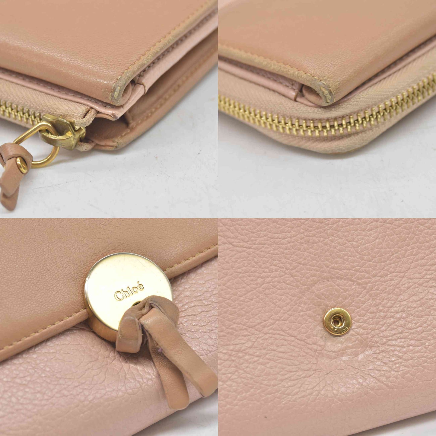 $525 Chloe Indy Leather Zippy Long Wallet Purse Pink