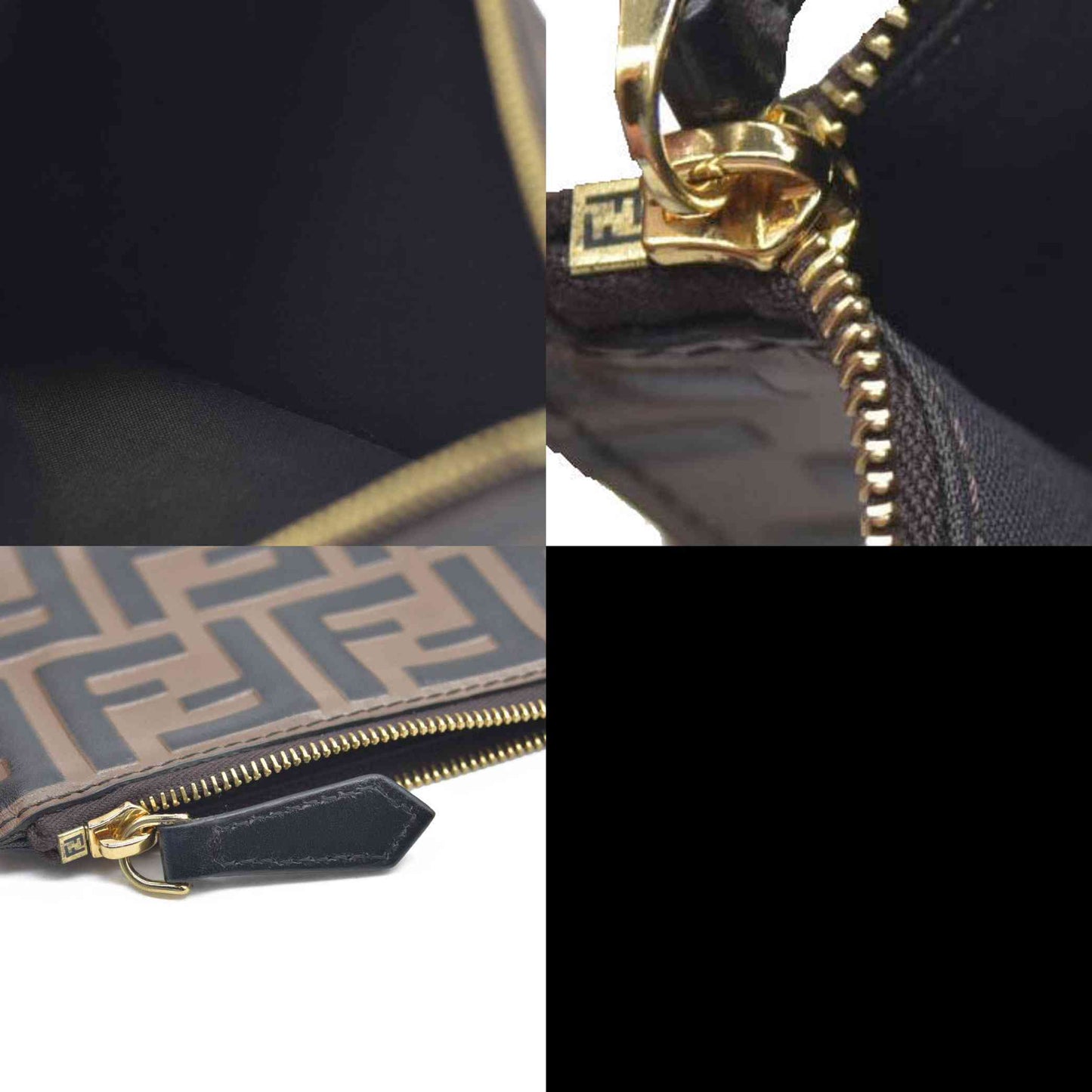 AUCTION $1550 Fendi Vitello Soft F is Fendi Bi-Color FF 1974 Embossed Envelope Wallet On Chain with Pouches Maya Black Insert Zipper